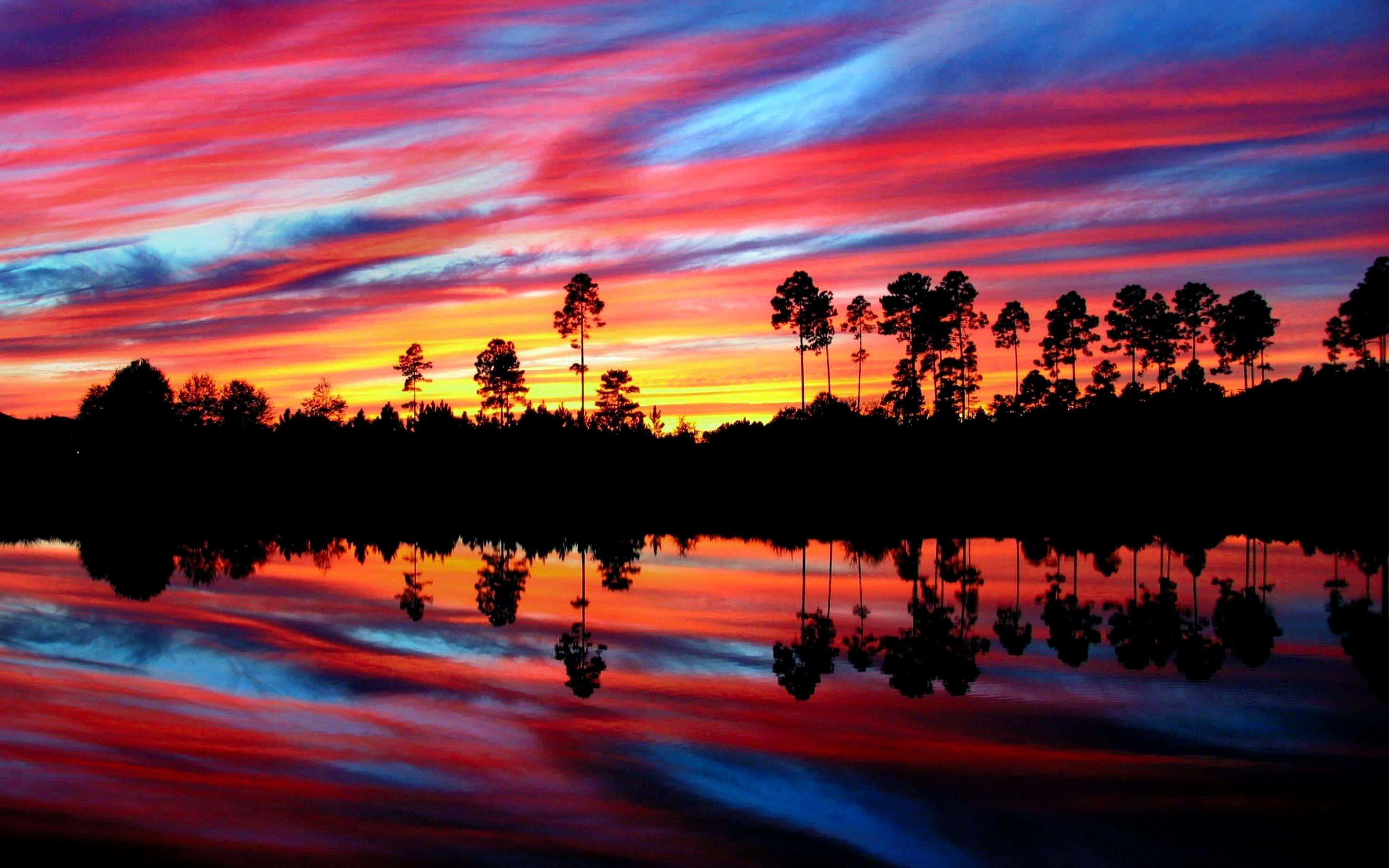 Red Sunset, fiery reds, oranges, 2K Desktop Wallpaper
