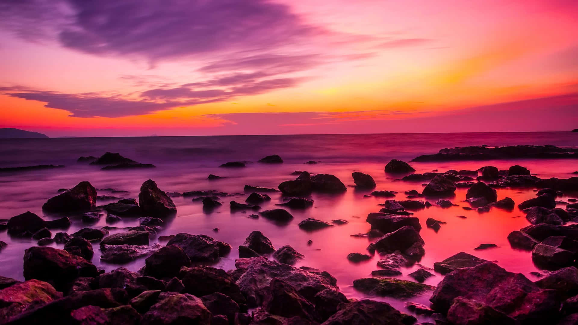 Red Sunset, 1920 x 1080, ocean, Full HD Desktop Wallpaper