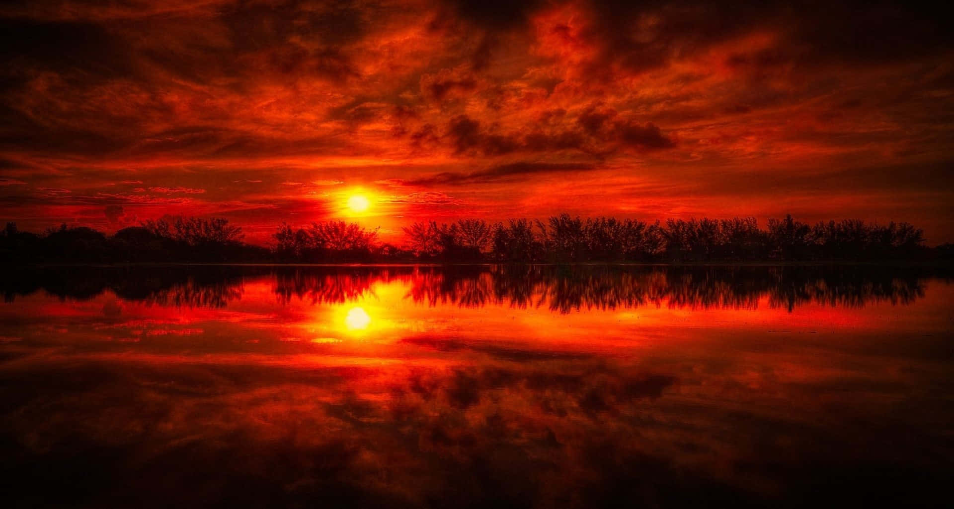 Red Sunset, fiery sunset, vivid reds and oranges, Full HD Desktop Wallpaper