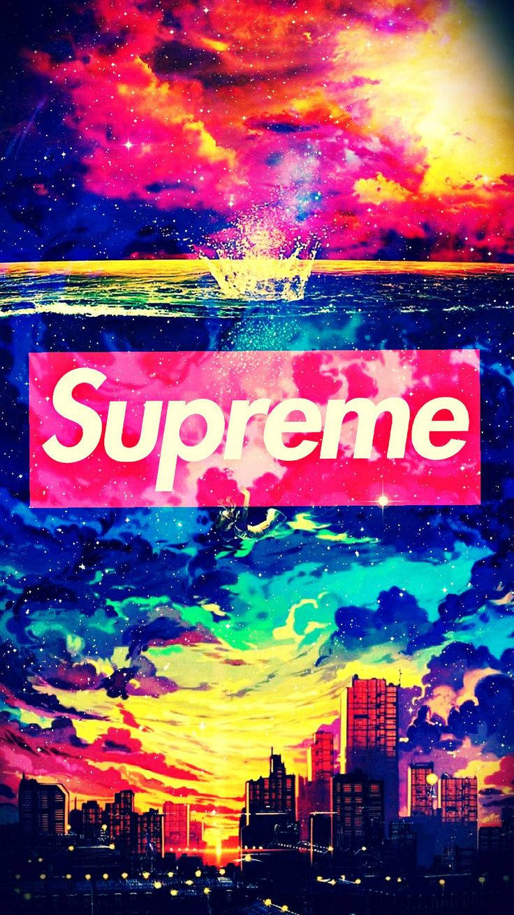 Red Supreme, cosmic sunset, city skyline, HD Phone Wallpaper