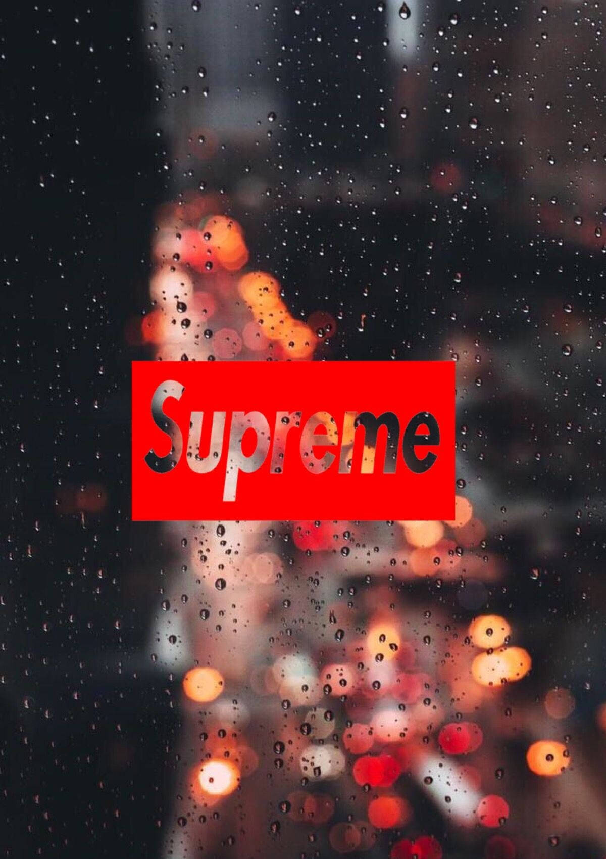 Red Supreme, Supreme logo, rain-speckled window, HD Phone Wallpaper