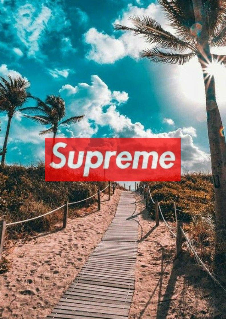 Red Supreme, beach pathway, wooden boardwalk, SD Phone Wallpaper
