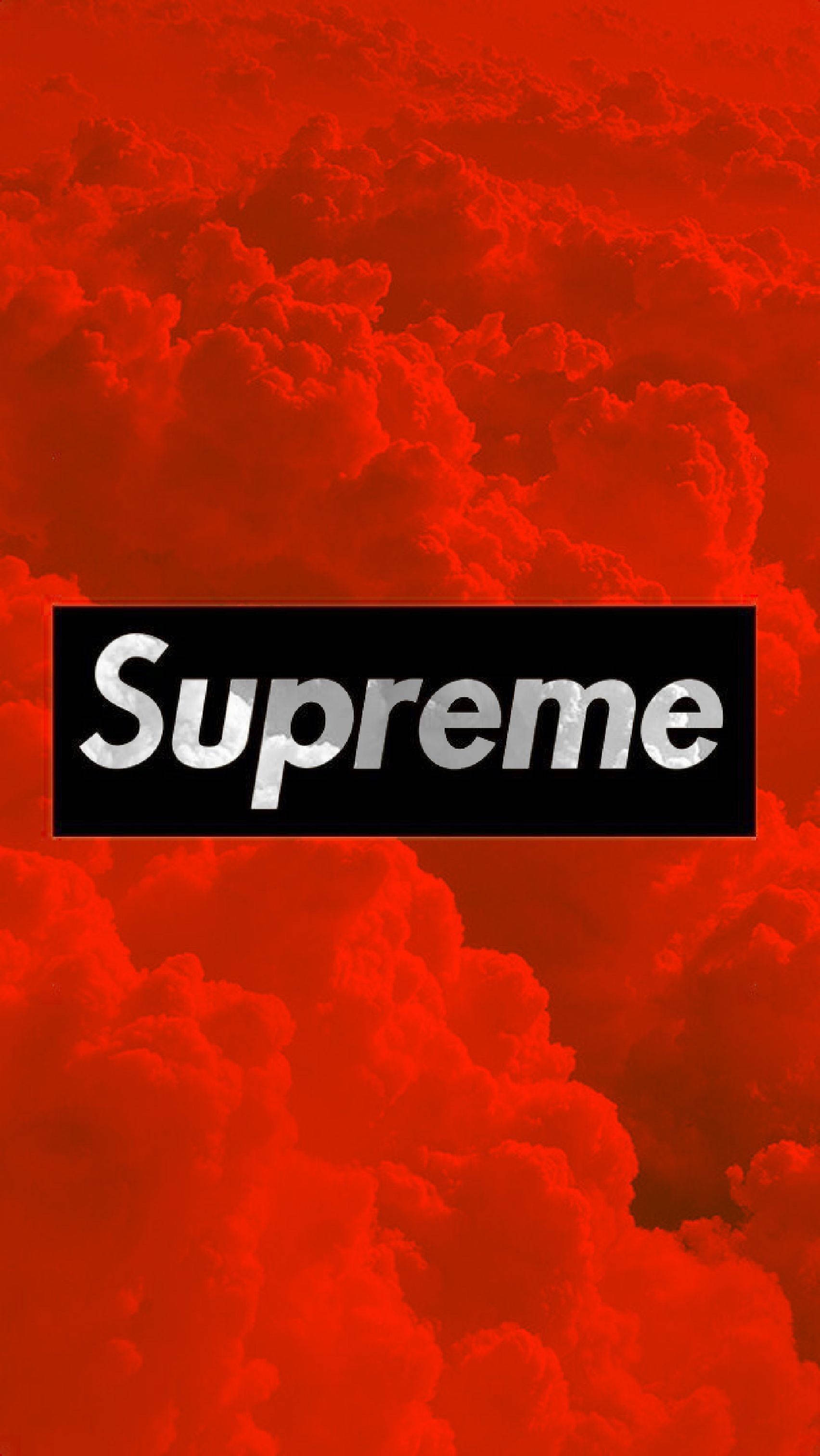 Red Supreme, Supreme logo, fiery red cloud-filled sky, 2K Phone Wallpaper