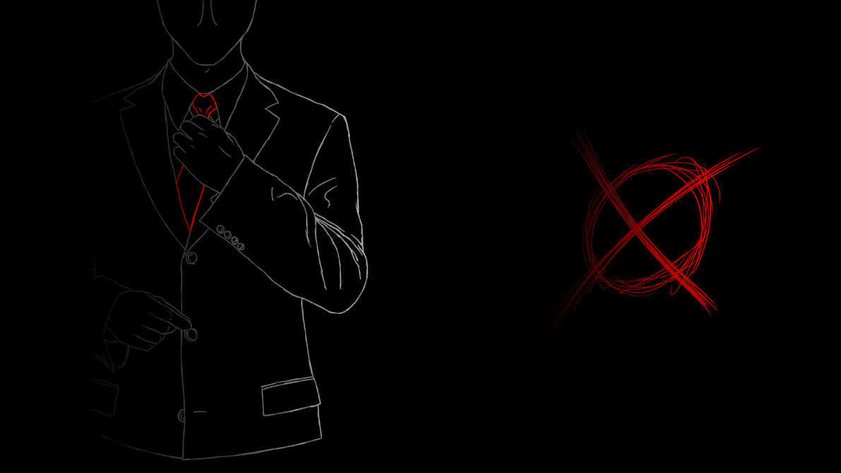 red tie, suit, minimalist line-art figure, SD Desktop Wallpaper