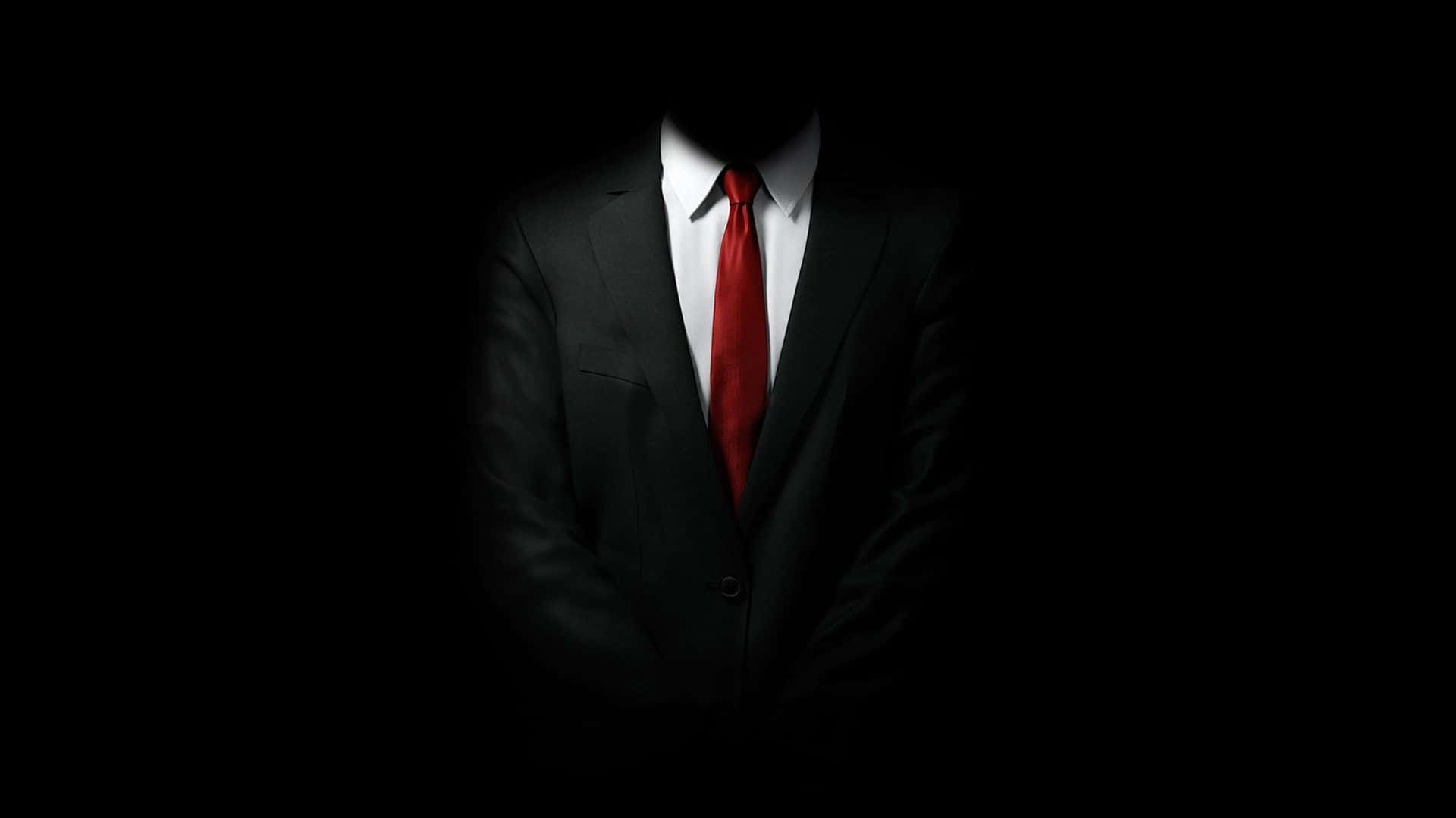 red tie, black suit, silhouette, Full HD Desktop Wallpaper