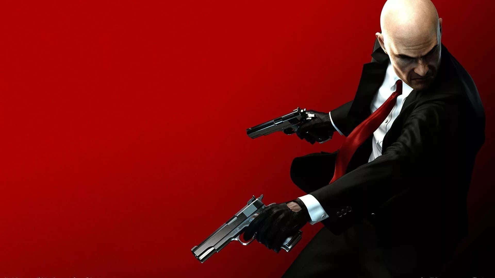 Red Tie, bald assassin, black suit, Full HD Desktop Wallpaper