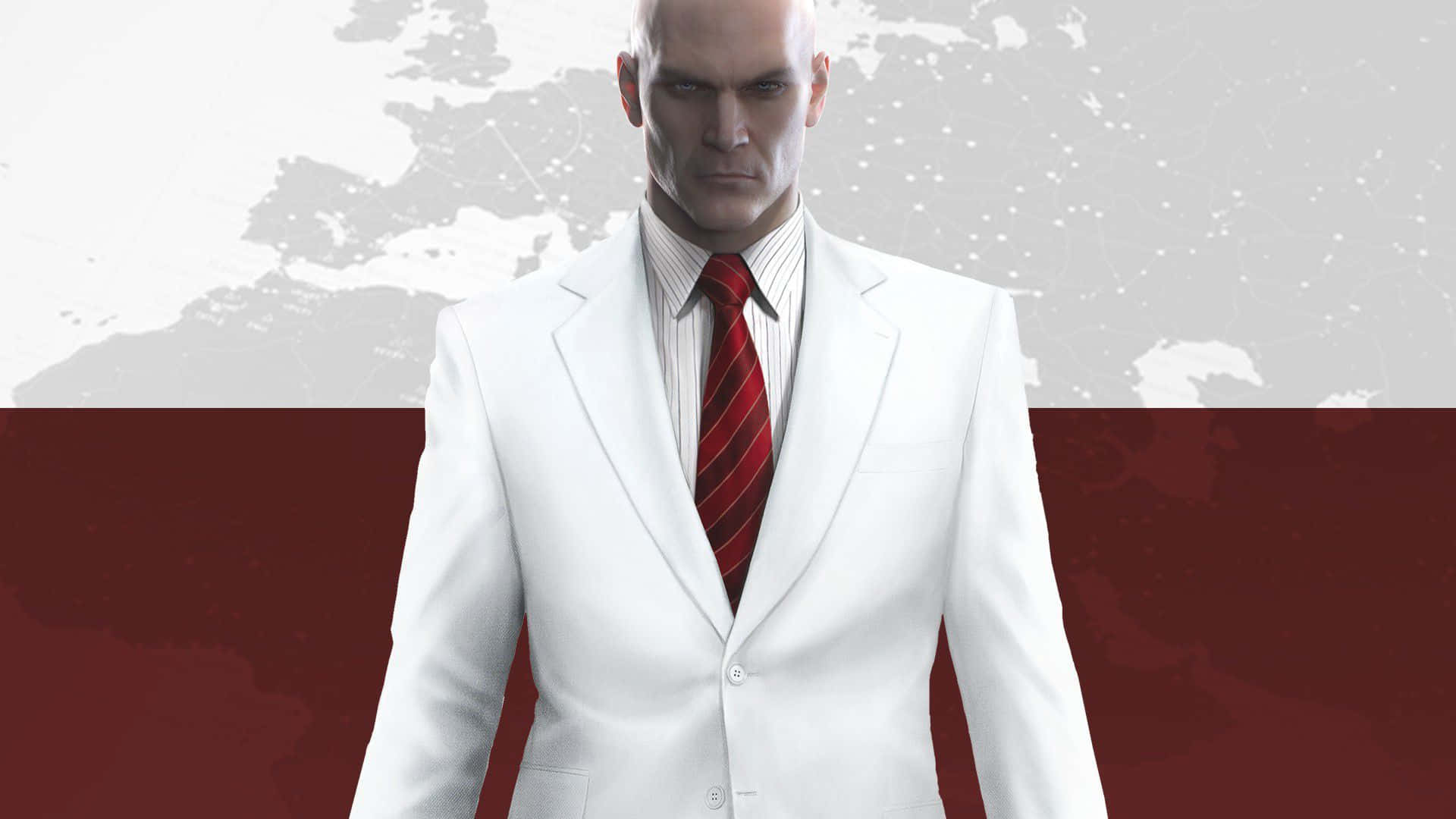 red tie, gray suit, bald man, Full HD Desktop Wallpaper