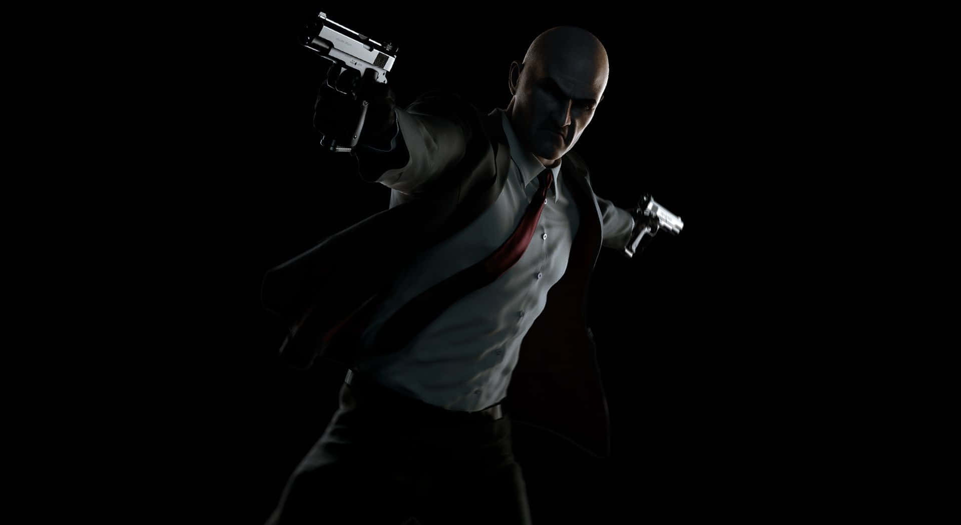 Red Tie, black suit, bald man, Full HD Desktop Wallpaper
