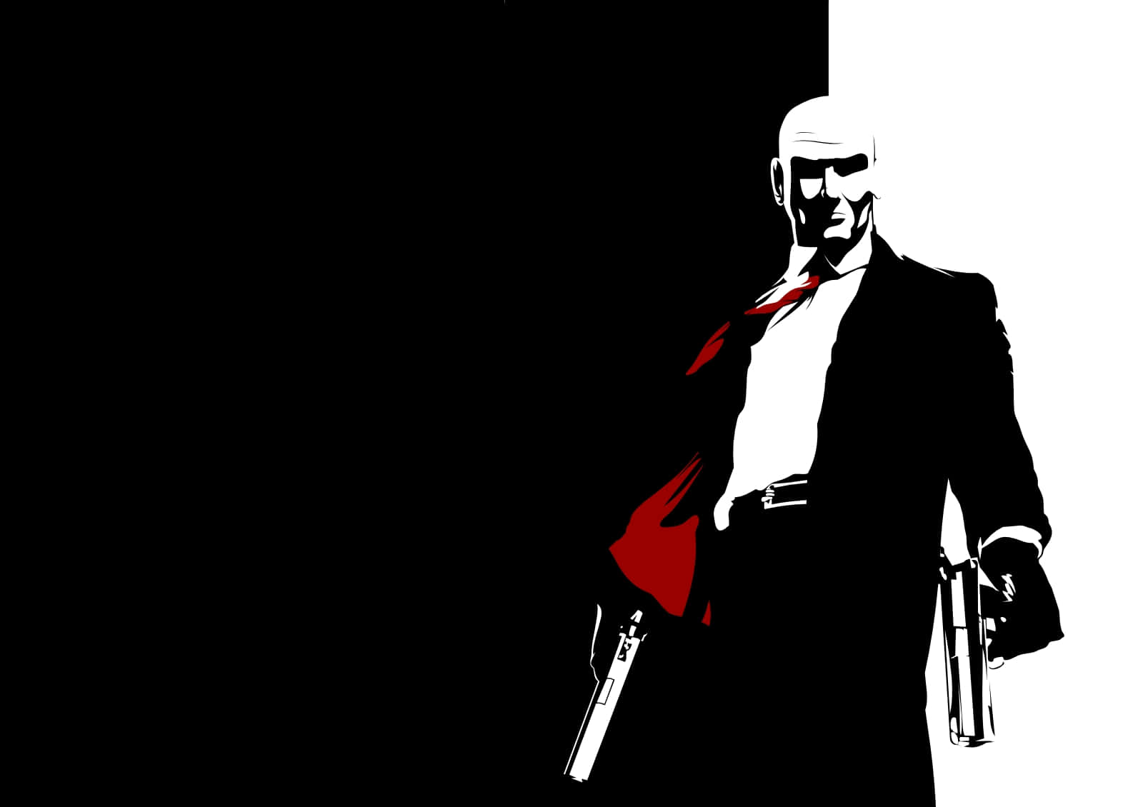 red tie, bald assassin, suit, HD Desktop Wallpaper