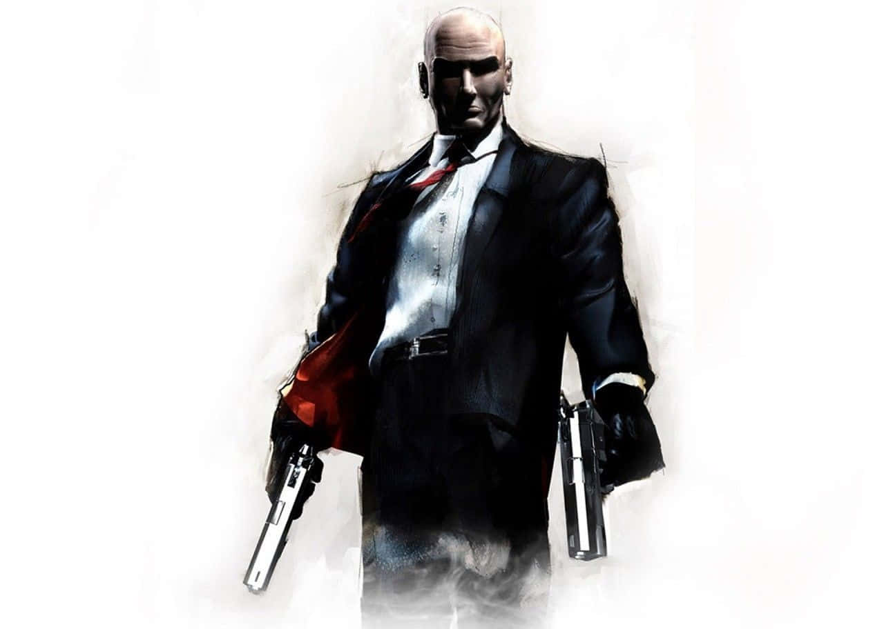 Red Tie, black suit, bald man, HD Desktop Wallpaper