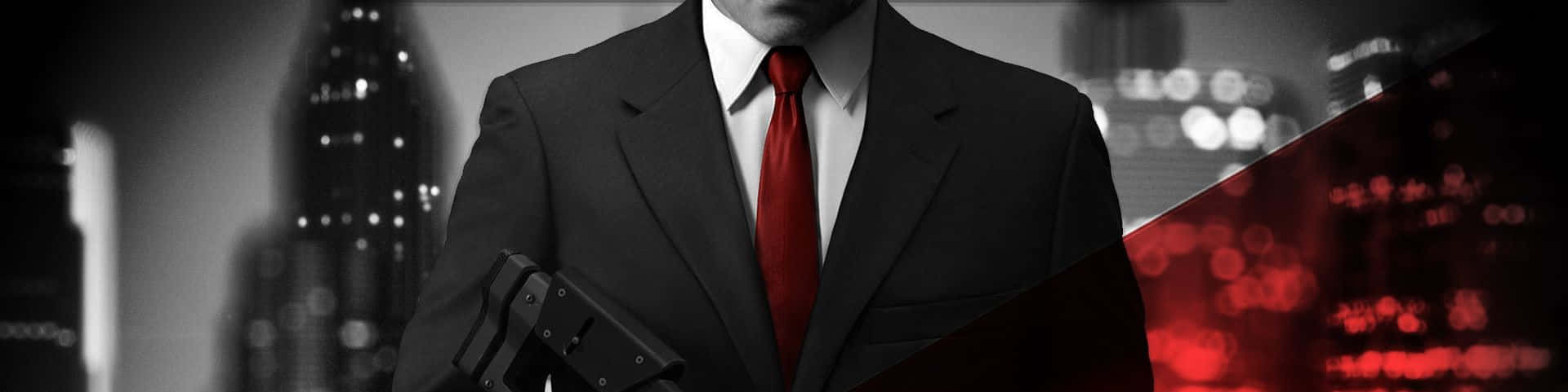 Red Tie, black suit, gun, Full HD Desktop Wallpaper