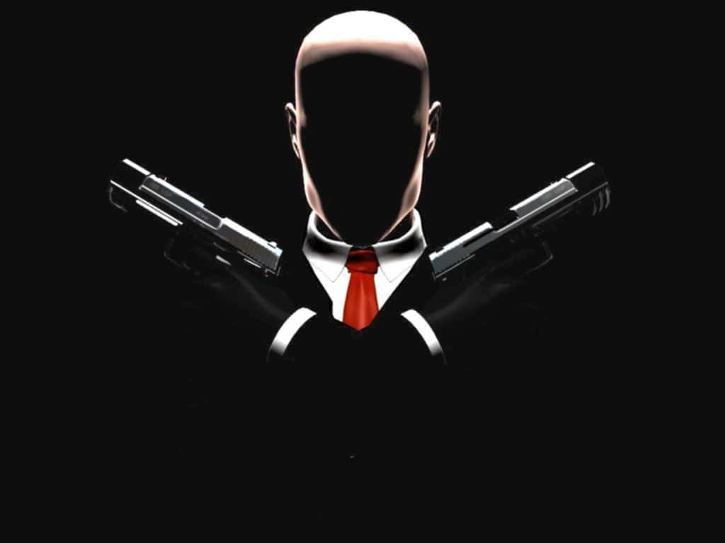 Red Tie, bald figure, black suit, SD Desktop Wallpaper