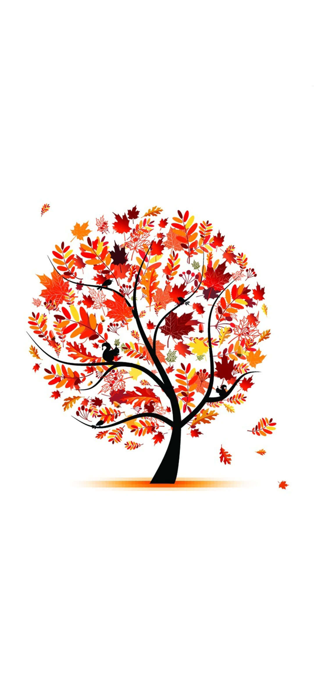 Red Tree, black branches, vibrant red orange and yellow autumn leaves, Full HD Phone Wallpaper