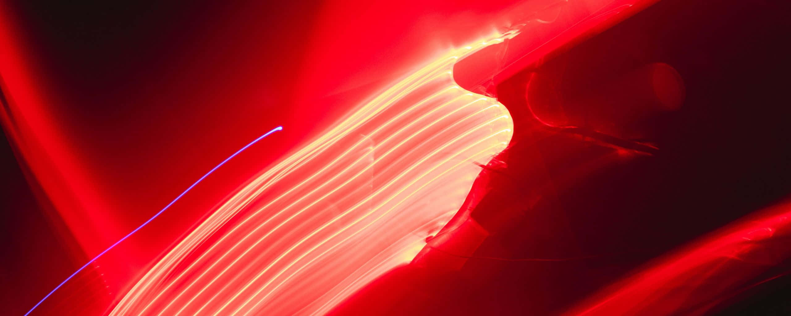 Red Ultra Wide HD, vibrant red, orange light trails, 2K Desktop Wallpaper