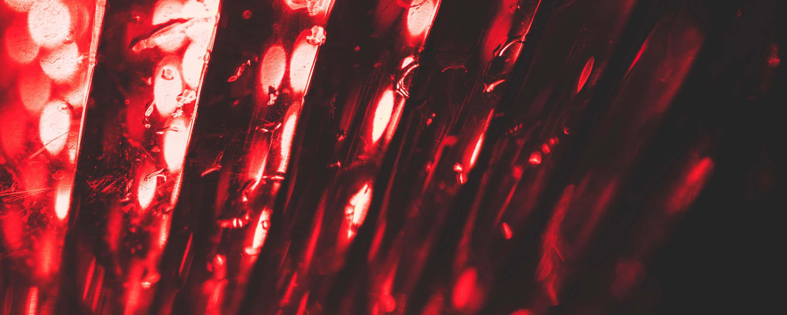 Red Ultra Wide HD, glossy red metallic strips, water droplets, 2K Desktop Wallpaper