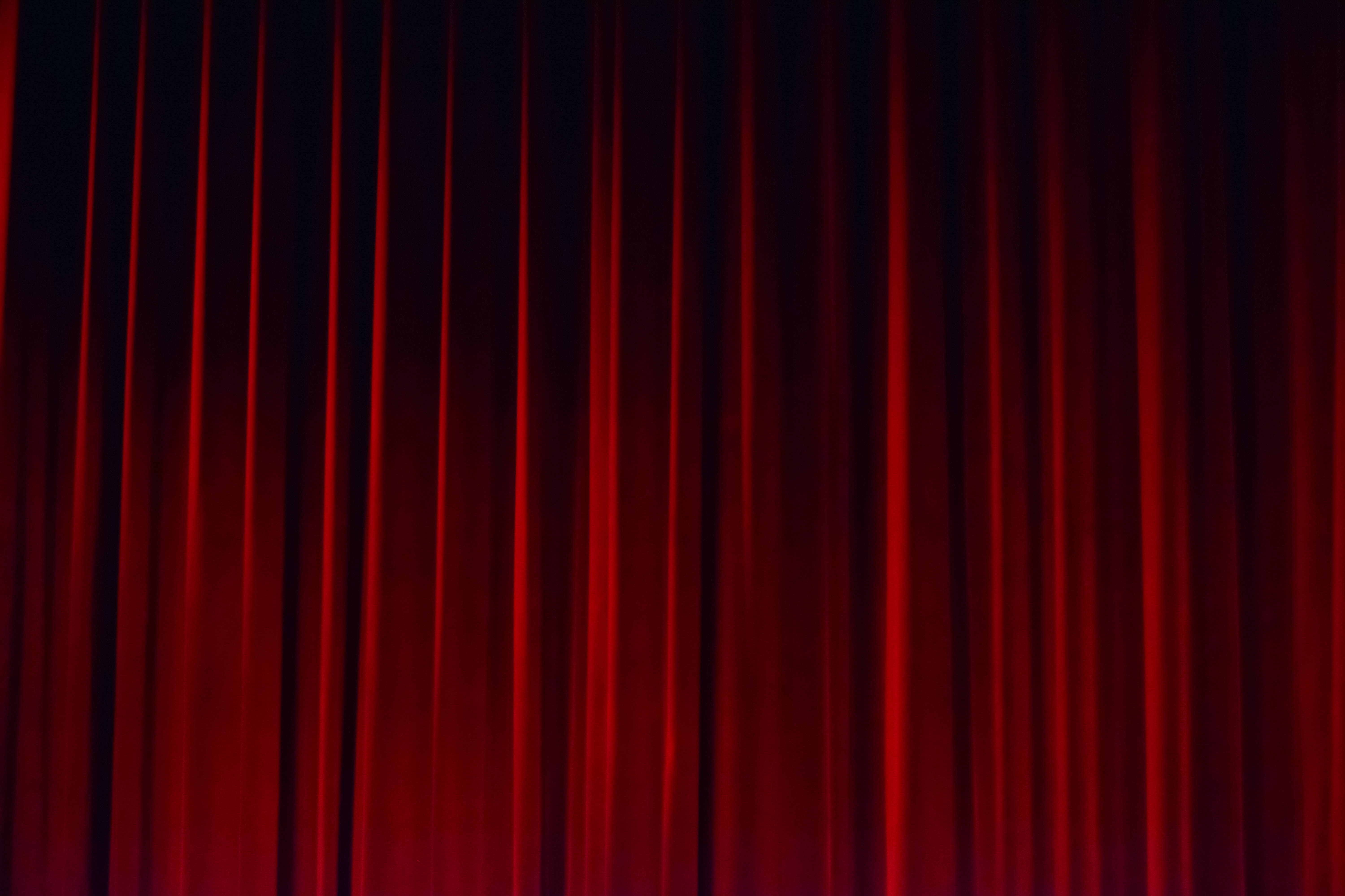 Red Velvet, theater curtains, deep folds, 5K Desktop Wallpaper