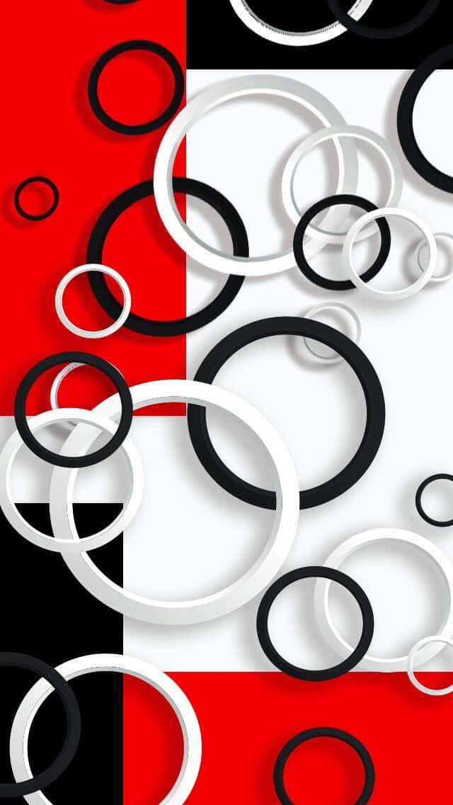 Red White And Black Abstract, geometric, floating black white and red circles, SD Phone Wallpaper