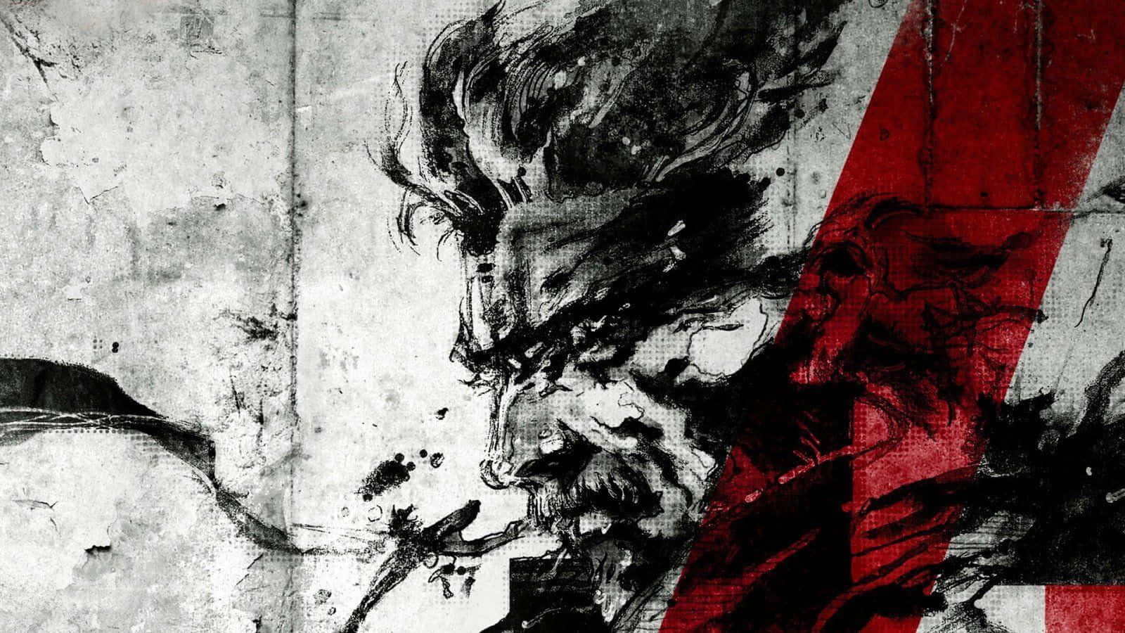 Red White And Black Abstract, ink-drawn warrior's face, wild hair, HD Desktop Wallpaper