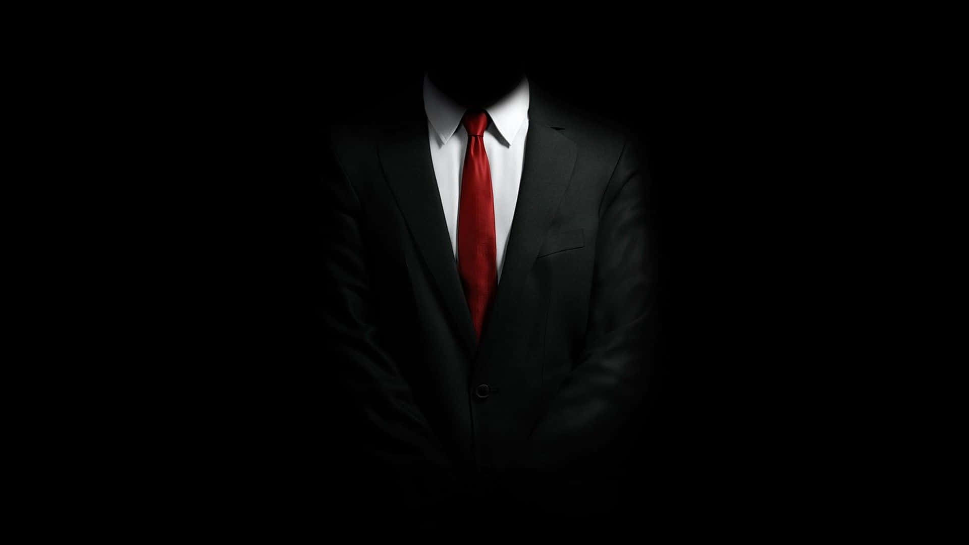 black suit, red tie, silhouette, Full HD Desktop Wallpaper