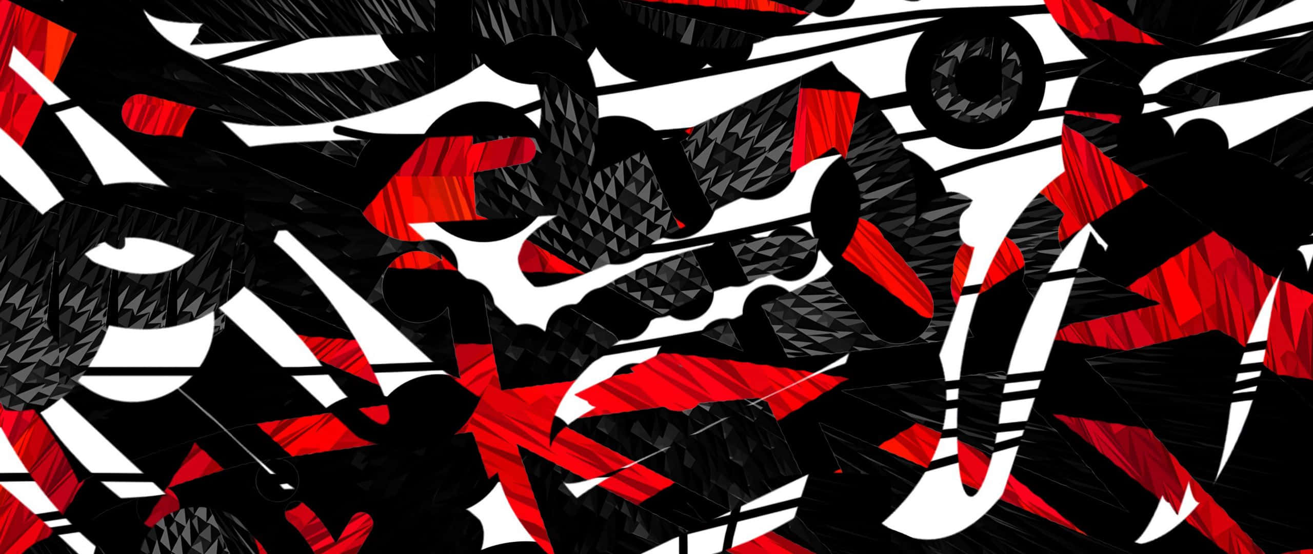 Red White And Black Abstract, bold black red and white geometric shapes, sharp angles, 2K Desktop Wallpaper
