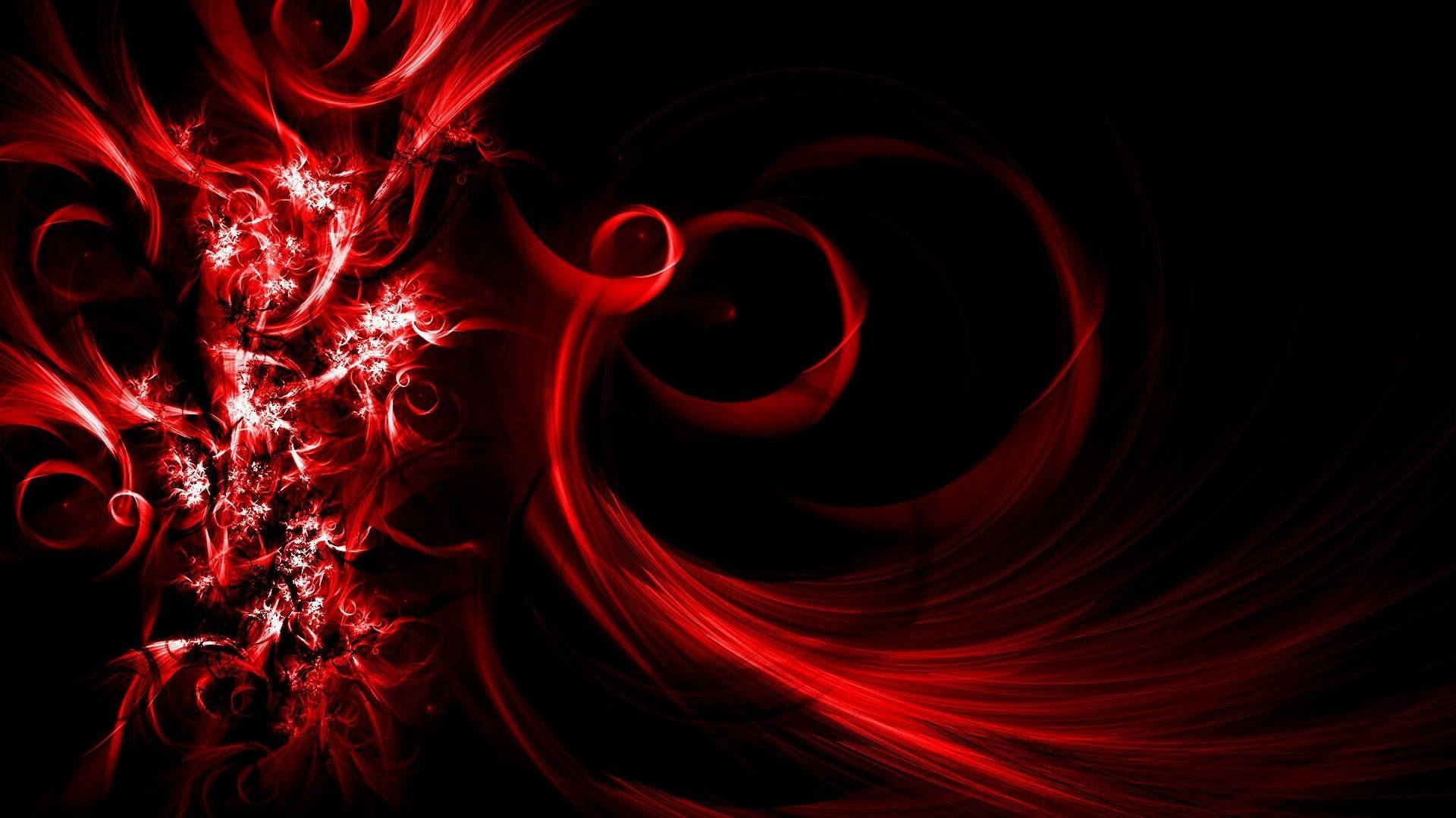abstract red and black phone, vibrant red fractal swirls, central point, Full HD Desktop Wallpaper