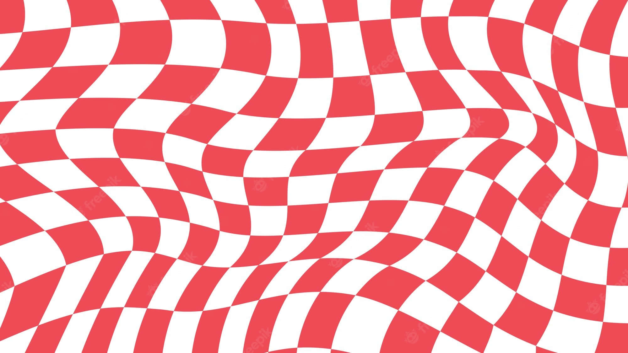 red and white checkered pattern, hypnotic optical illusion, waves like fabric, Full HD Desktop Wallpaper