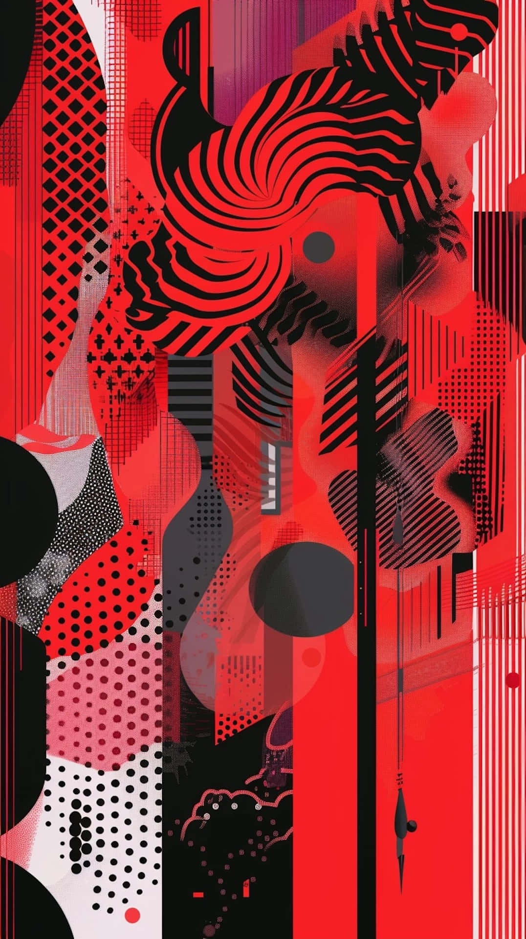 Red Y2k, vibrant abstract composition, bold red black and pink, Full HD Phone Wallpaper