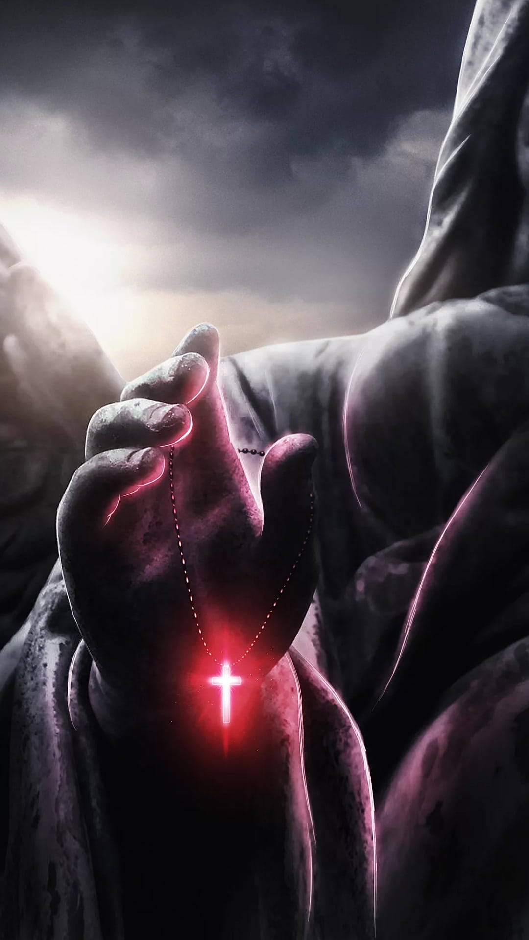iPhone XR, red, glowing cross, Full HD Phone Wallpaper