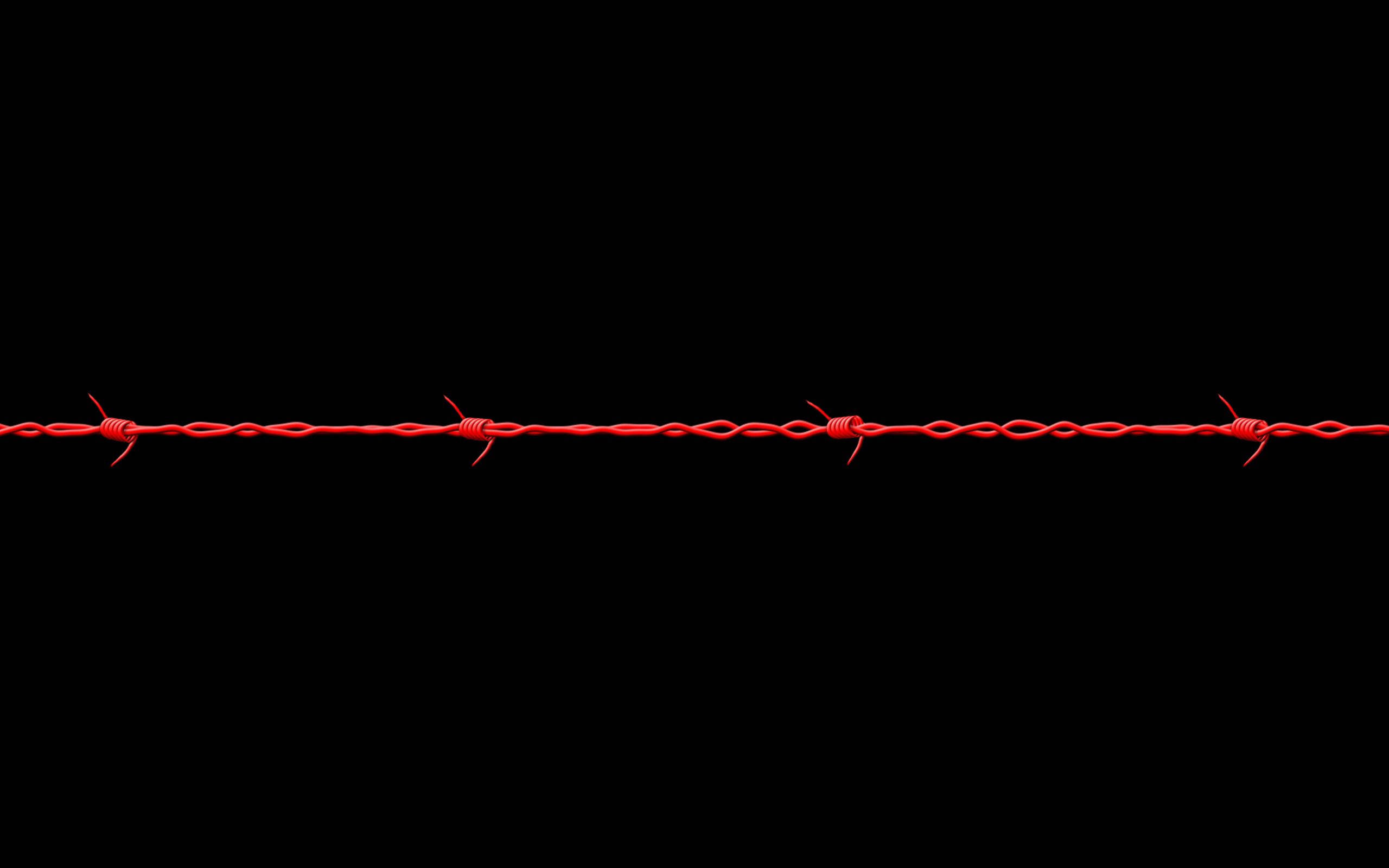 red barbed wire, black background, horizontal, 2K Desktop Wallpaper
