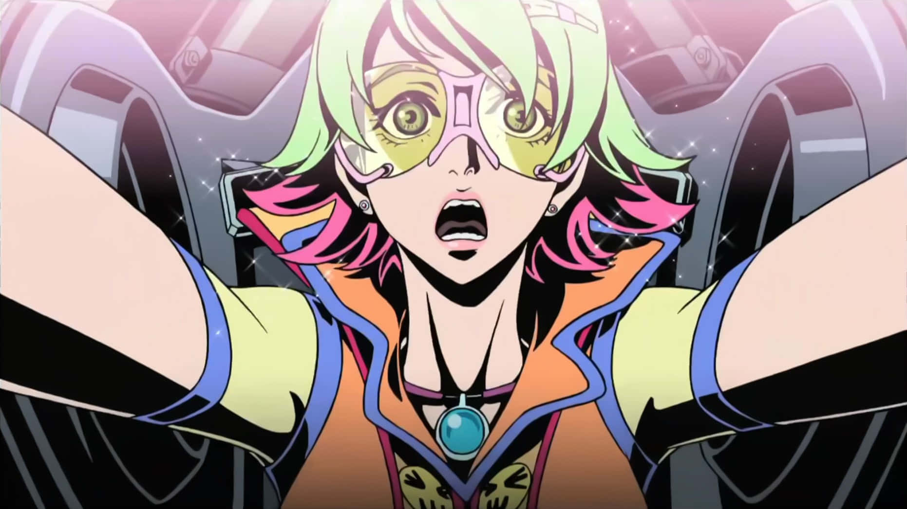 Redline, anime character, green and pink hair, HD Desktop Wallpaper