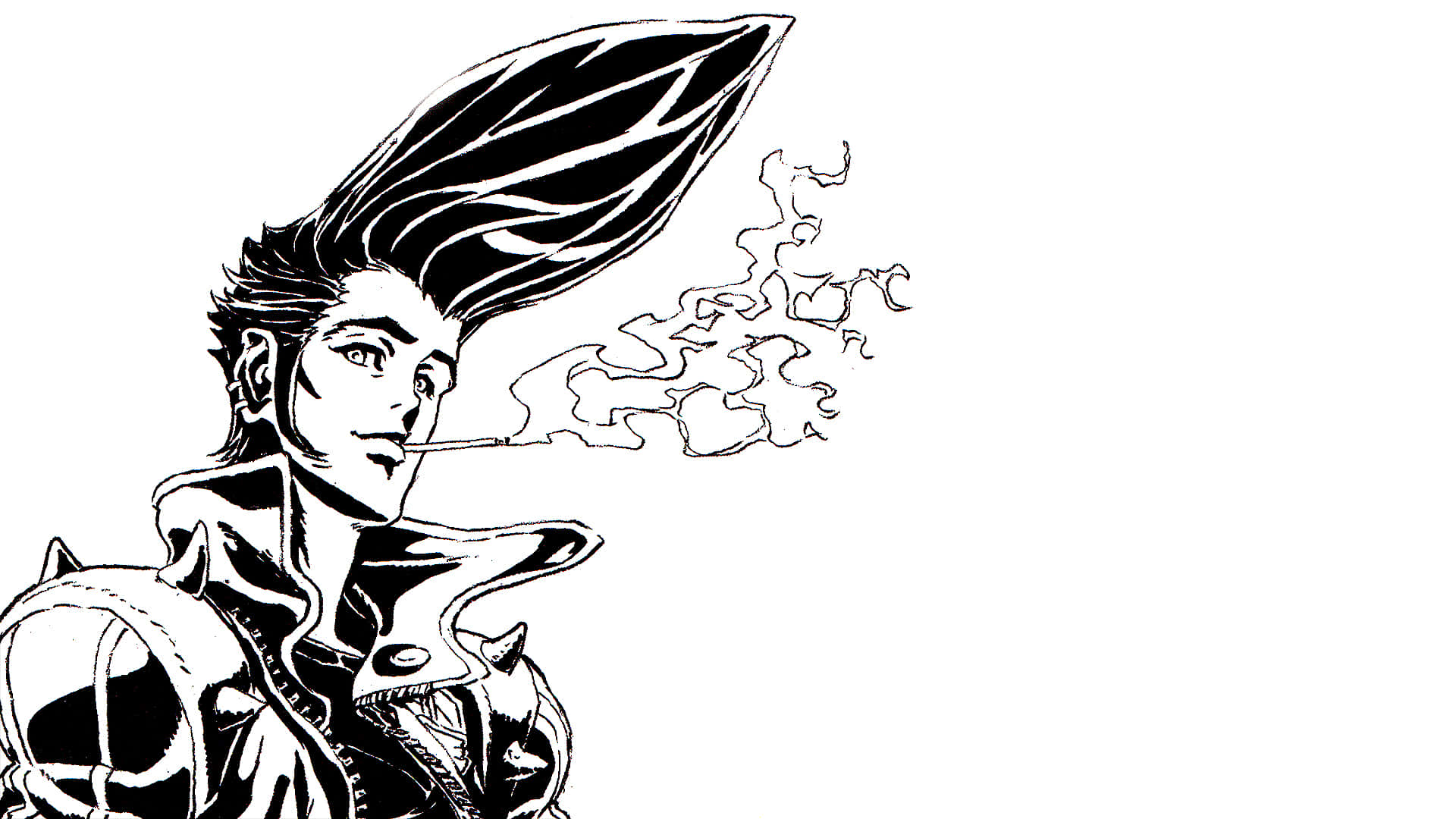Redline, black and white, anime-style, Full HD Desktop Wallpaper