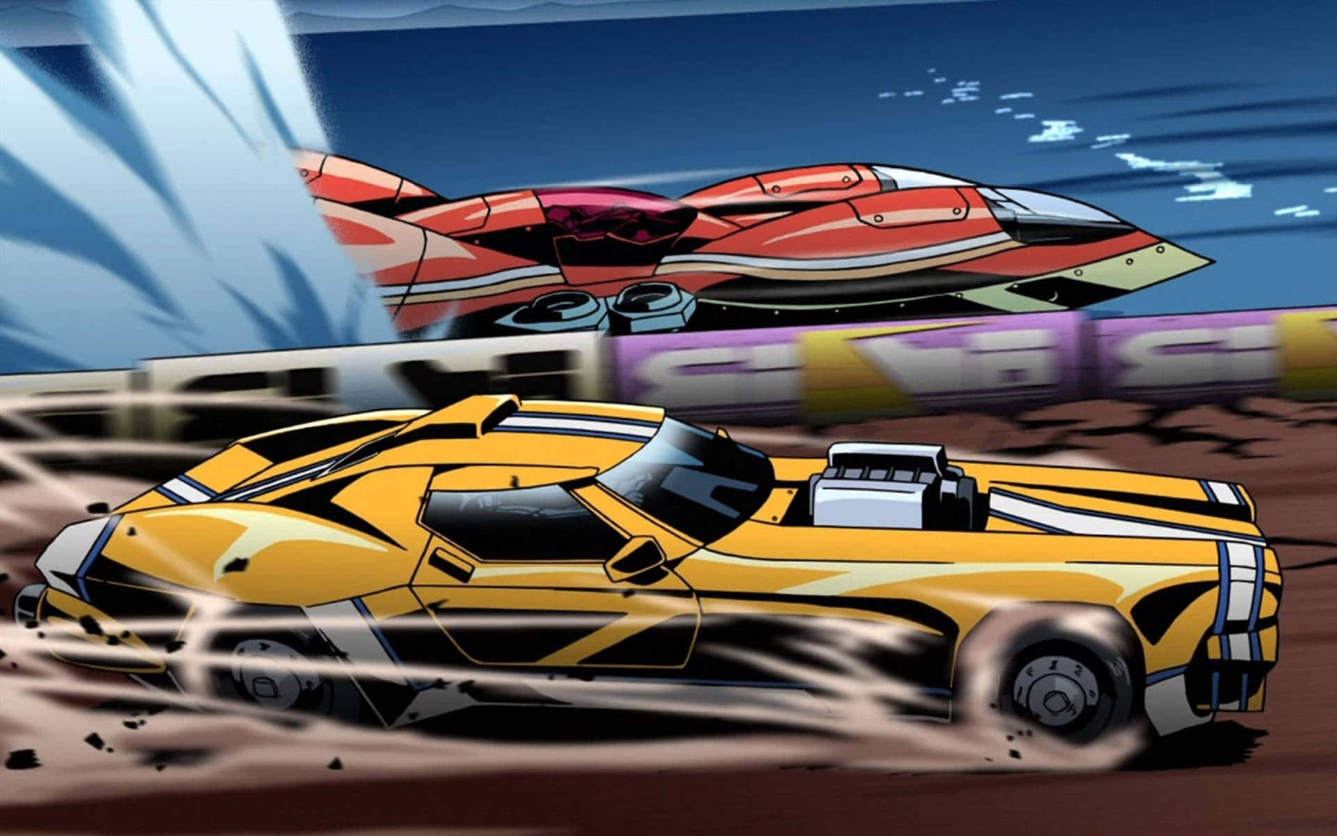 Redline, futuristic racing cars, desert track, Full HD Desktop Wallpaper