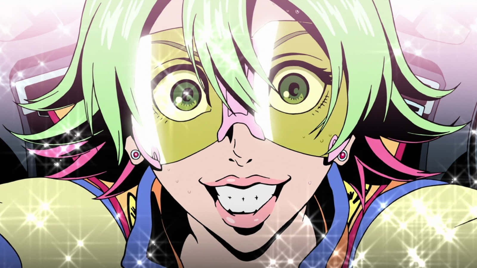 Redline, green hair, goggles, HD Desktop Wallpaper