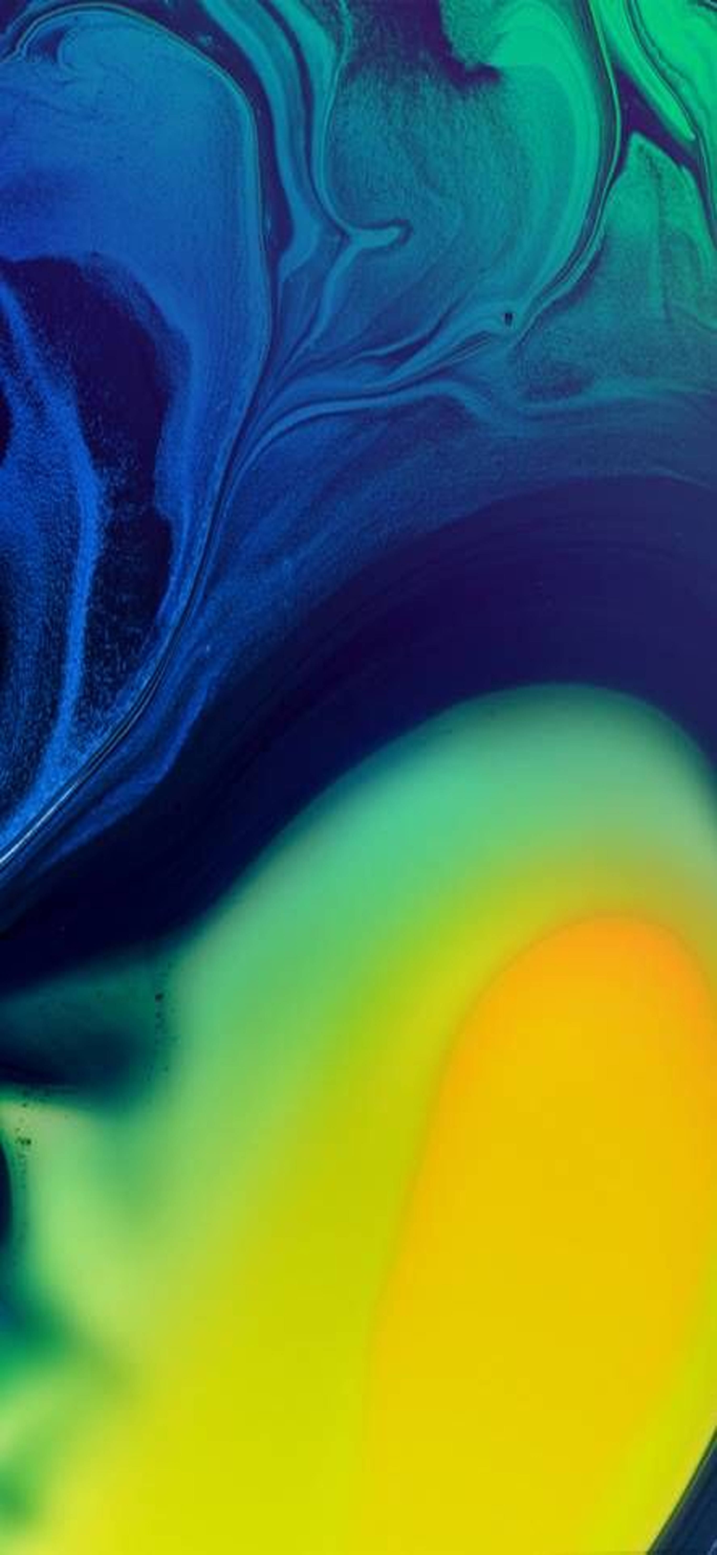 Redmi Note 9 Pro, deep blue teal, glowing yellow, 5K Phone Wallpaper