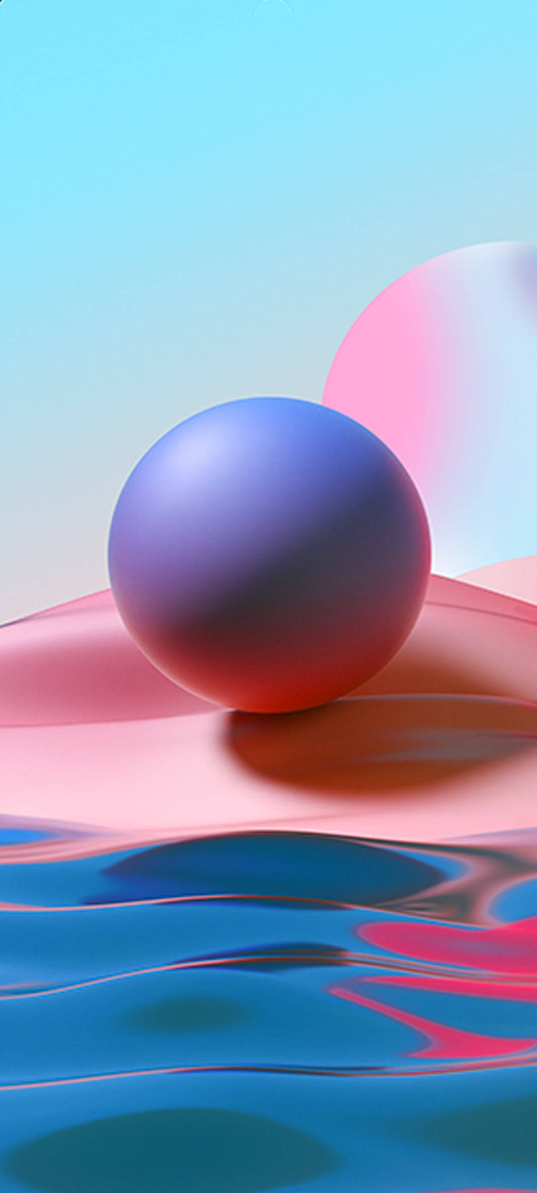 Redmi Note 9 Pro, pastel 3d sphere, pink and blue liquid surface, Full HD Phone Wallpaper
