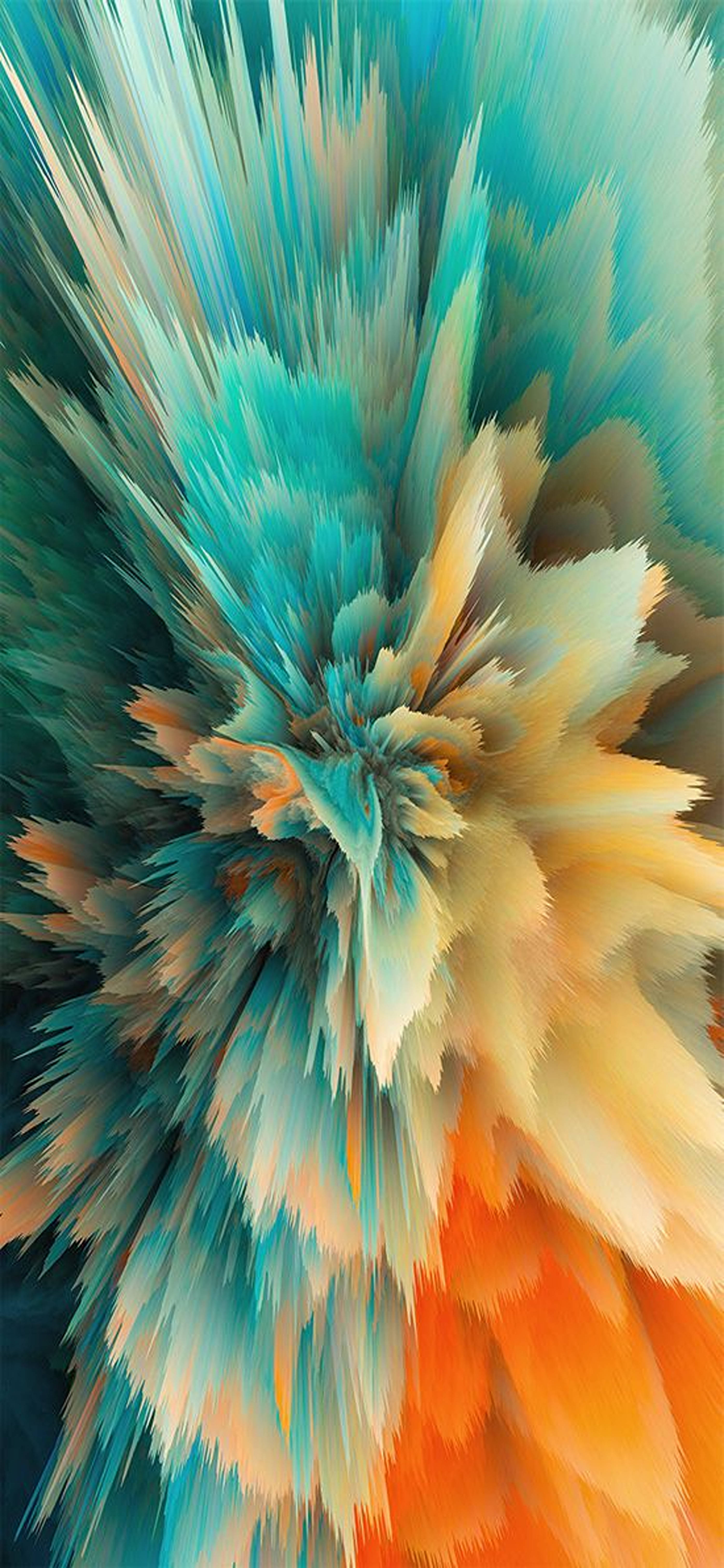 Redmi Note 9 Pro, teal, orange, 5K Phone Wallpaper
