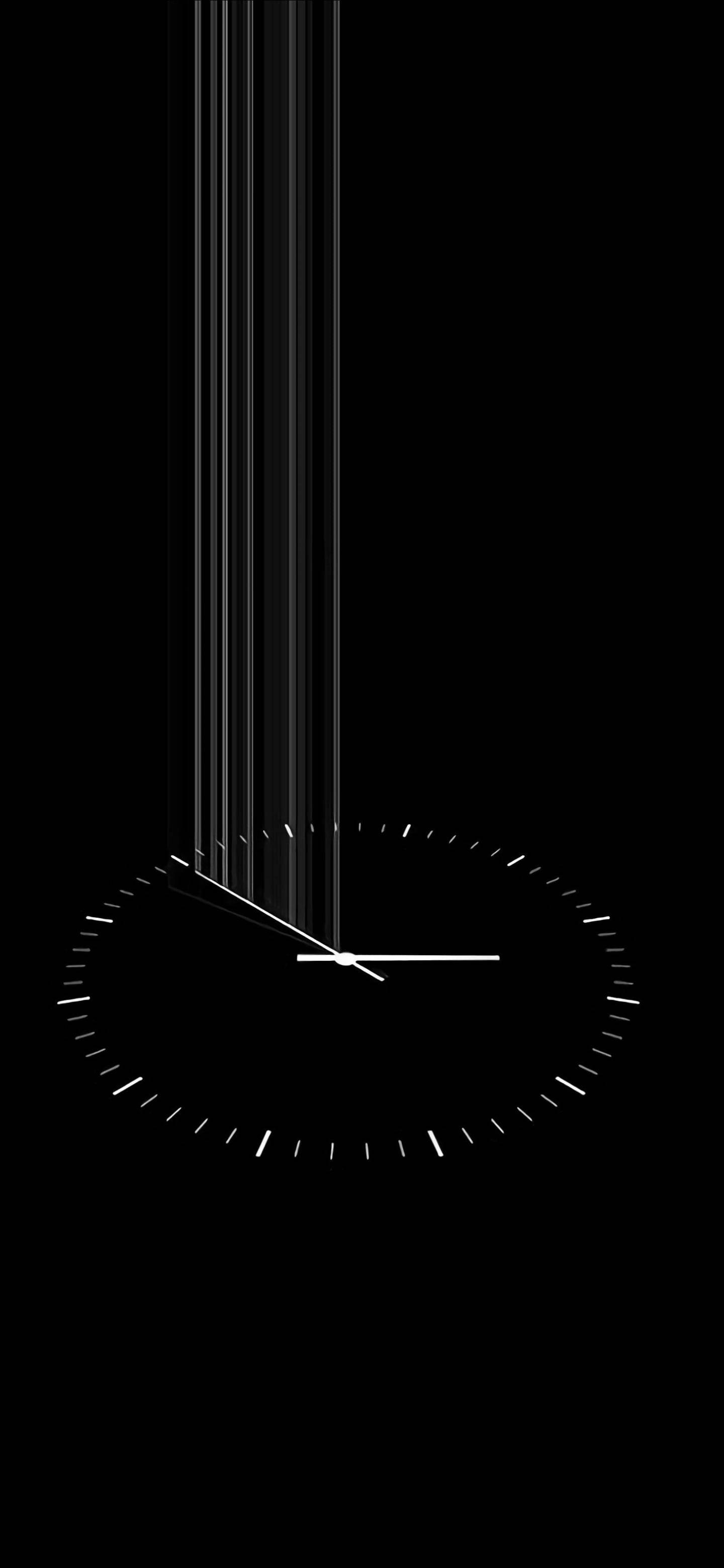 Redmi Note 9 Punch Hole, white analog clock, thin hands, 2K Phone Wallpaper