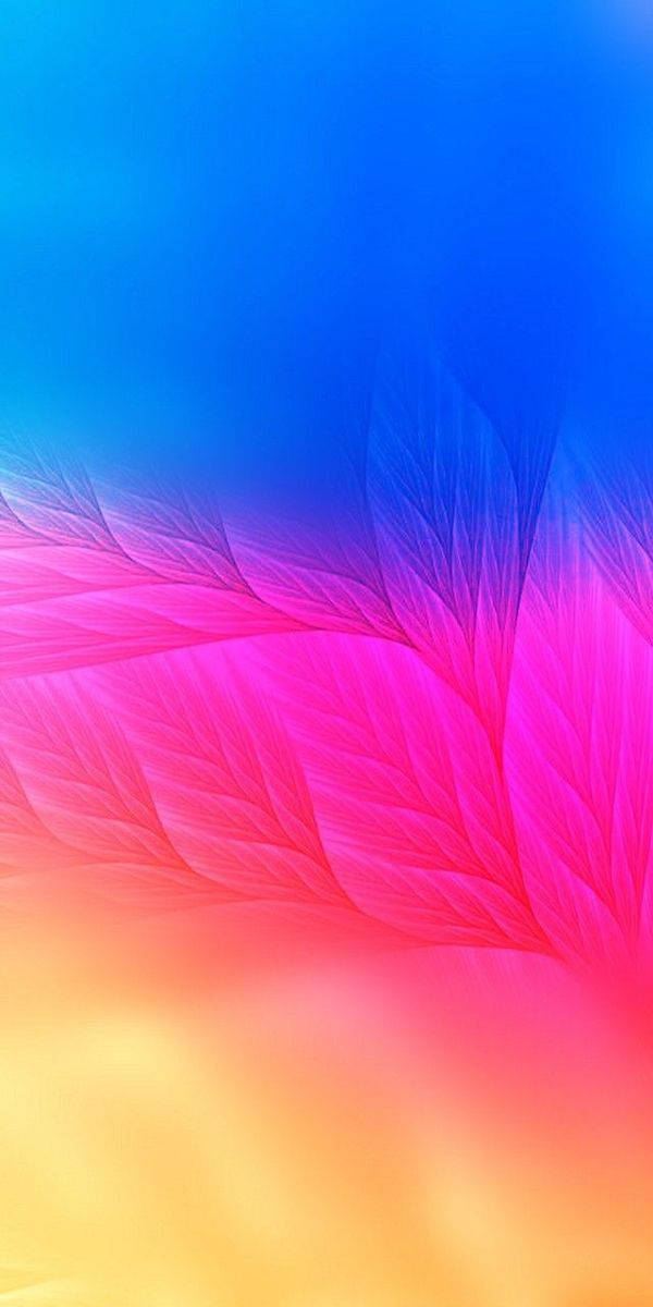 Redmi 9, colorful leaves pattern, blue to pink to yellow, SD Phone Wallpaper