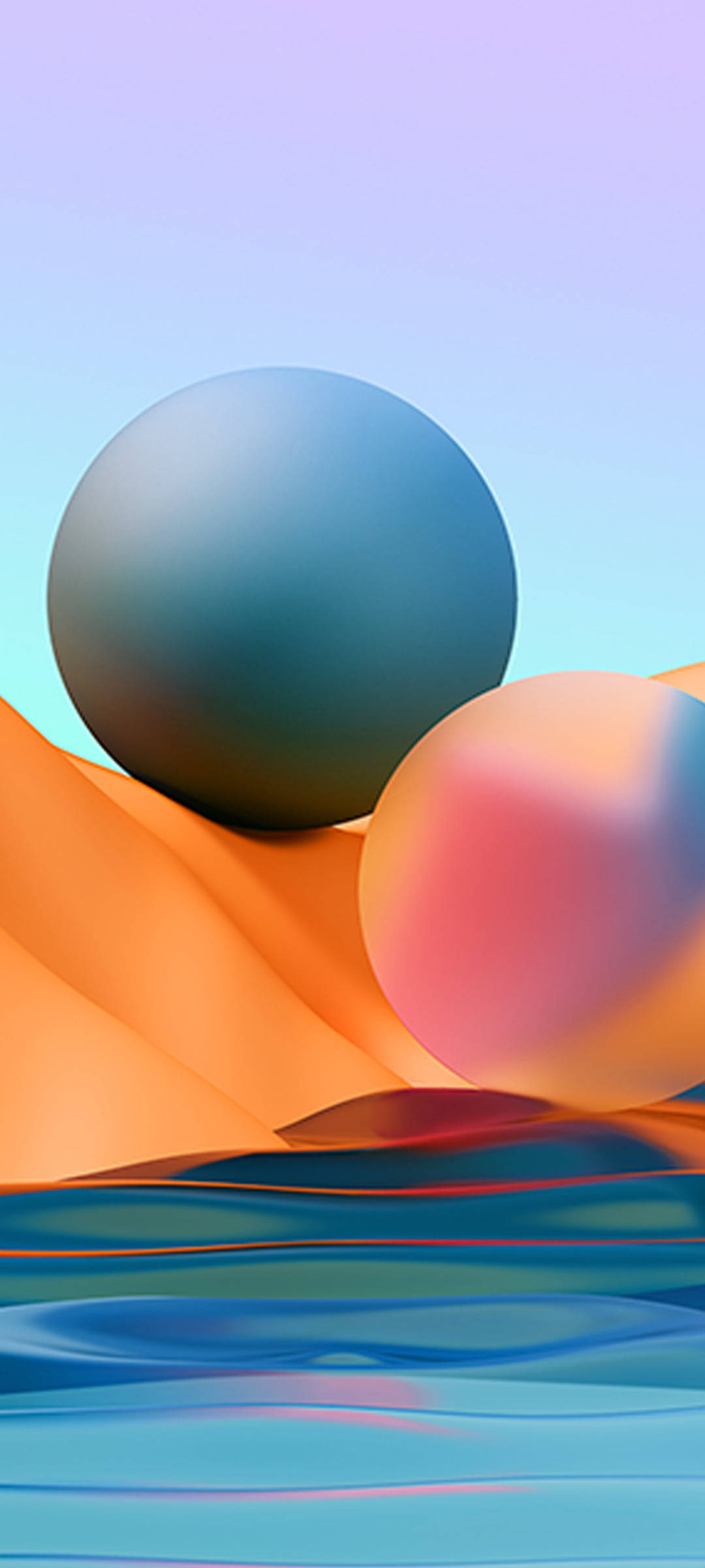 Redmi 9, 3D Balls, blue sphere, Full HD Phone Wallpaper