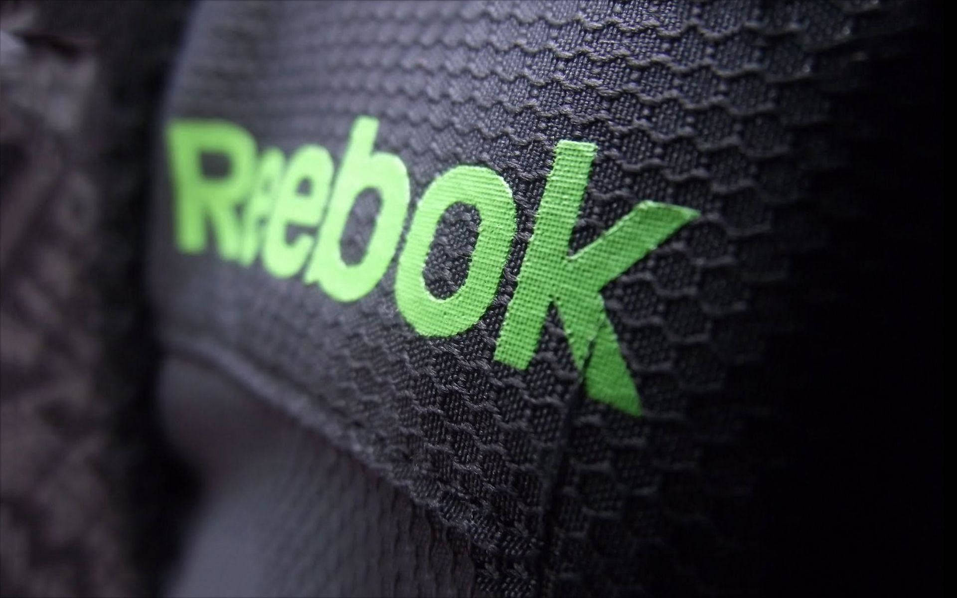 Reebok, bright green, textured black athletic fabric, Full HD Desktop Wallpaper