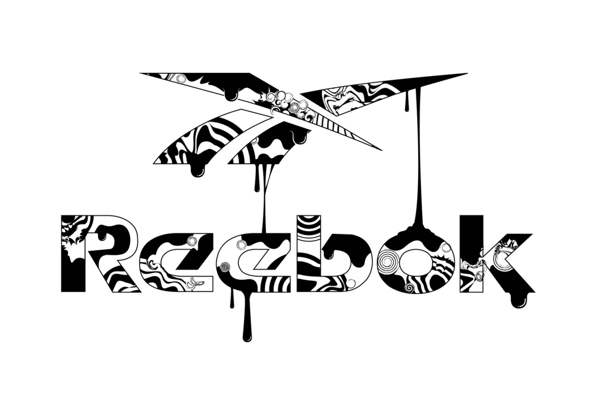Reebok, black and white, logo, Full HD Desktop Wallpaper