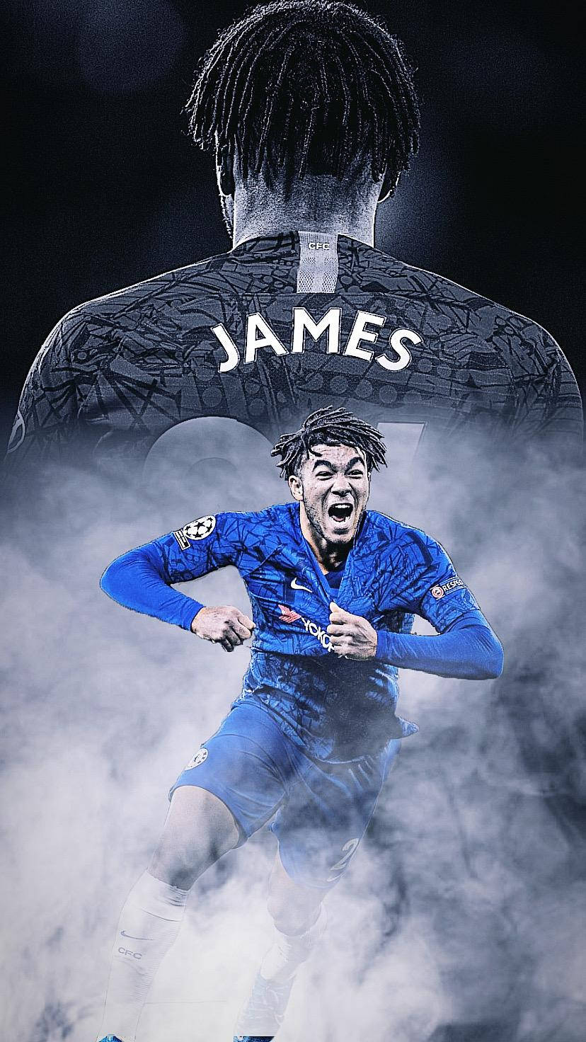 Reece James, blue jersey, smoke swirls, HD Phone Wallpaper