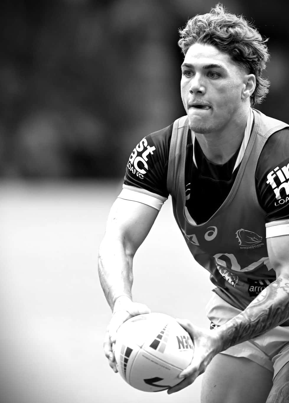 Reece Walsh, rugby league player, black and white, HD Phone Wallpaper