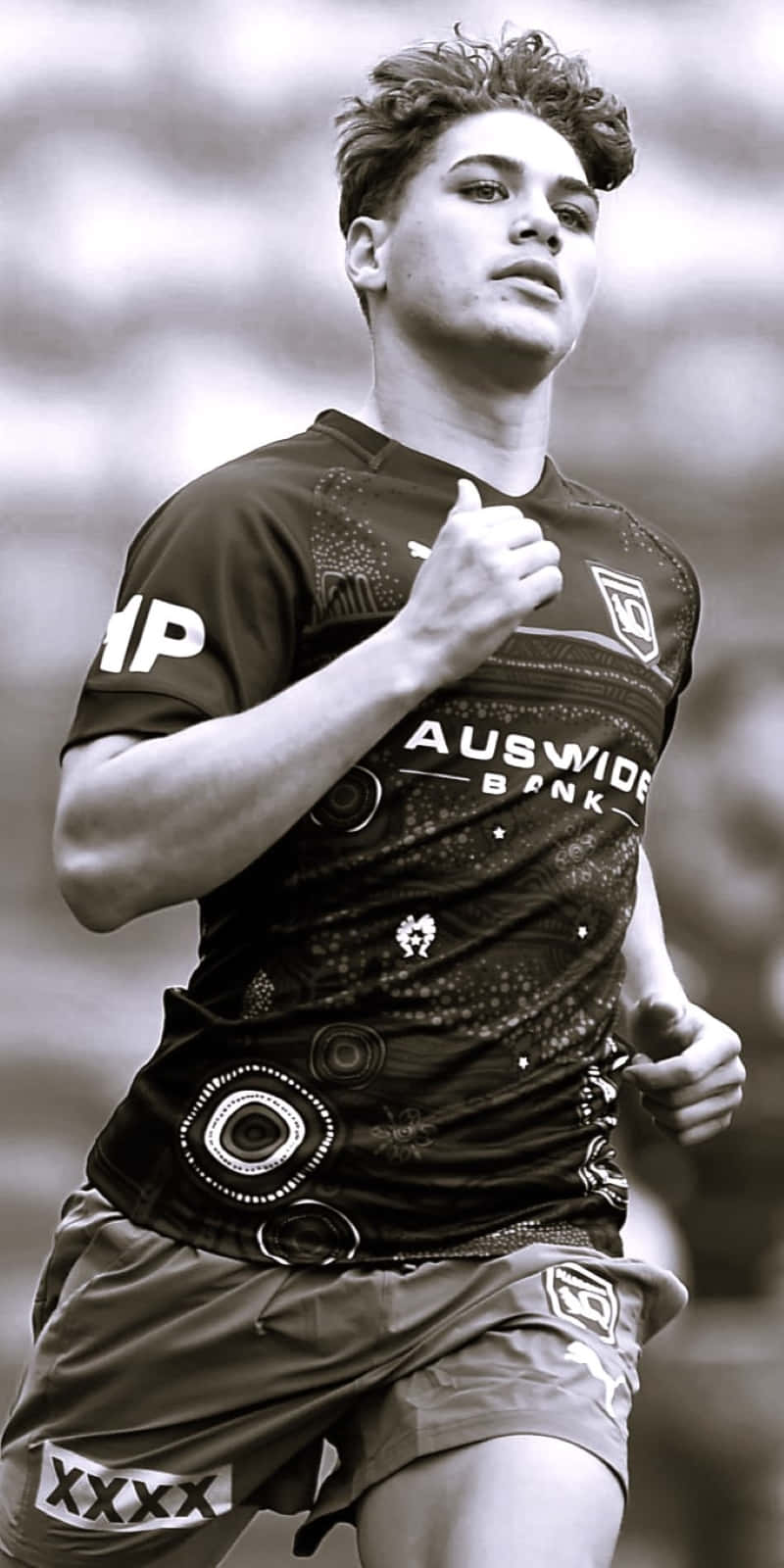 Reece Walsh, rugby league player, black and white, HD Phone Wallpaper
