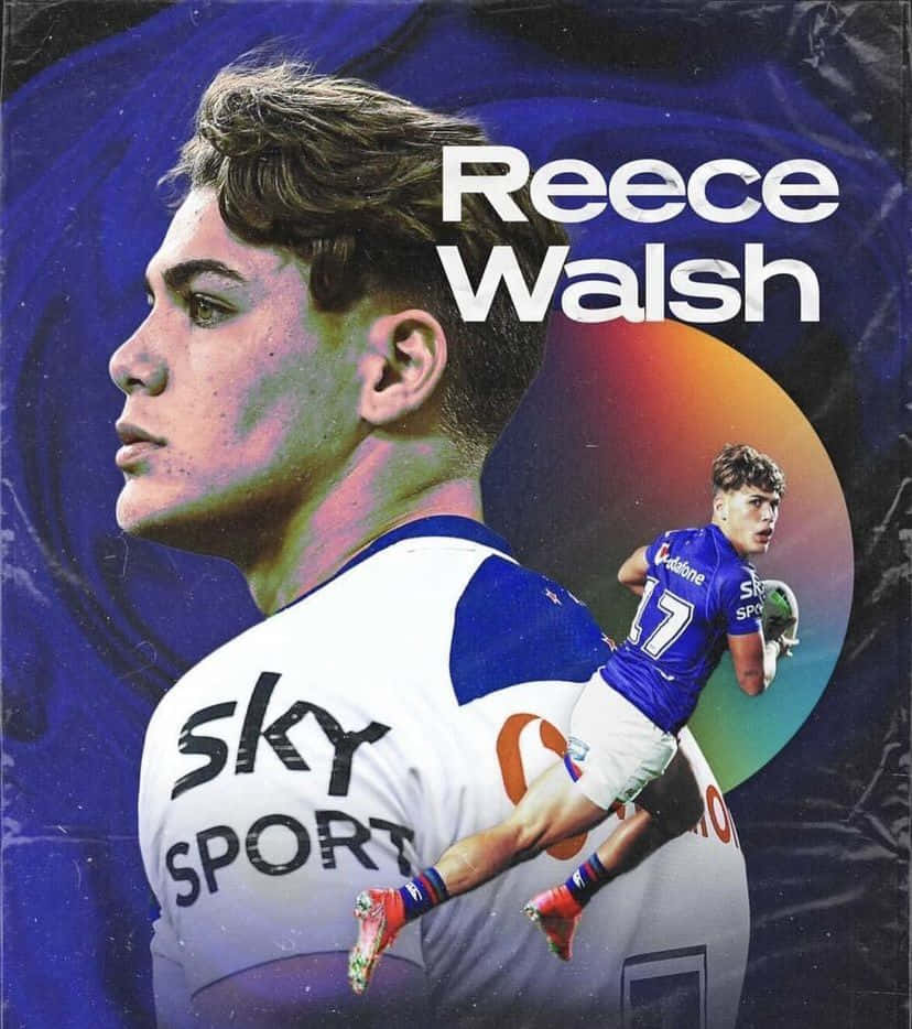 Reece Walsh, rugby player, cosmic blue and orange gradient background, SD Phone Wallpaper