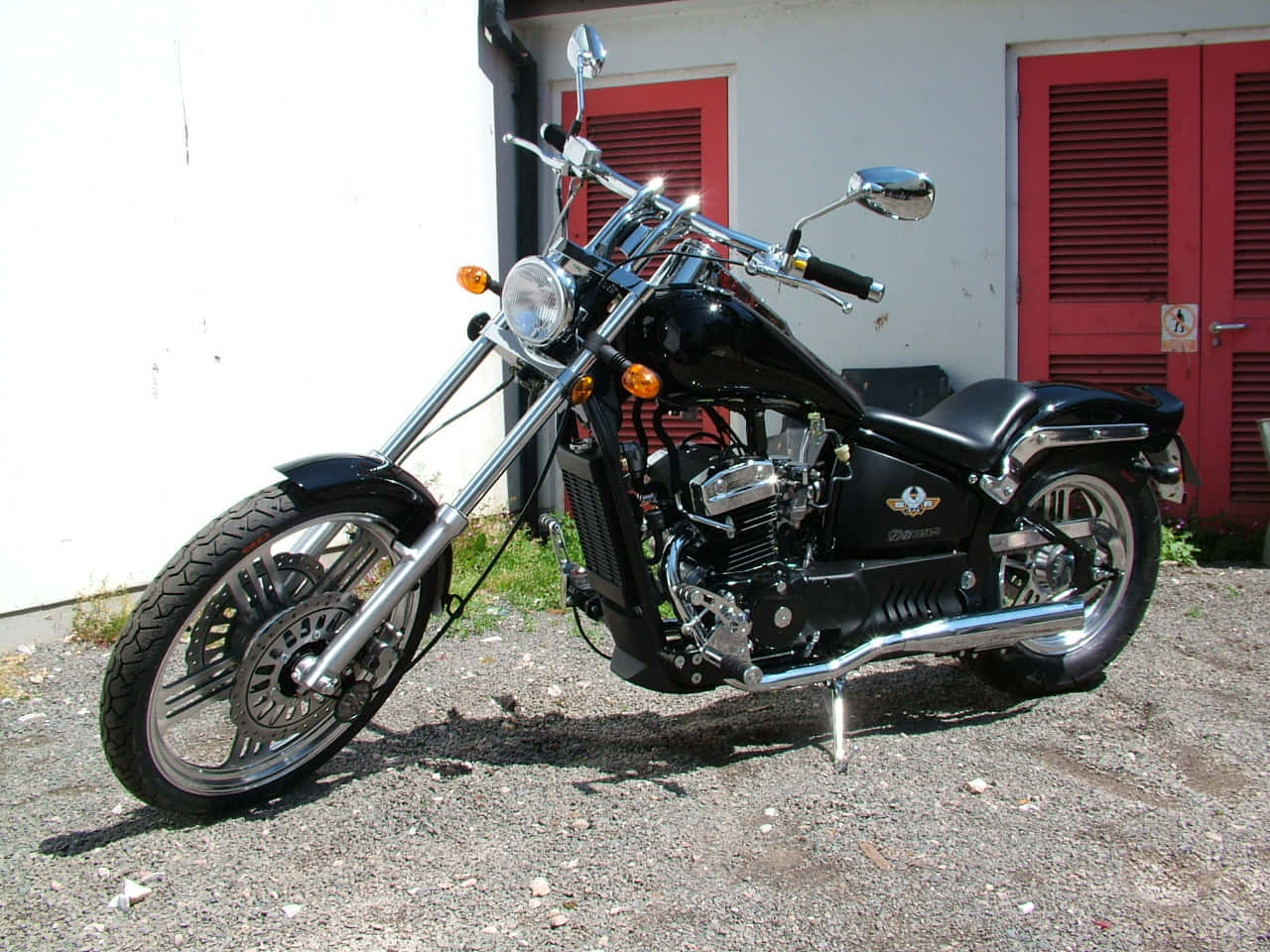 Regal Raptor, black chopper motorcycle, chrome accents, HD Desktop Wallpaper