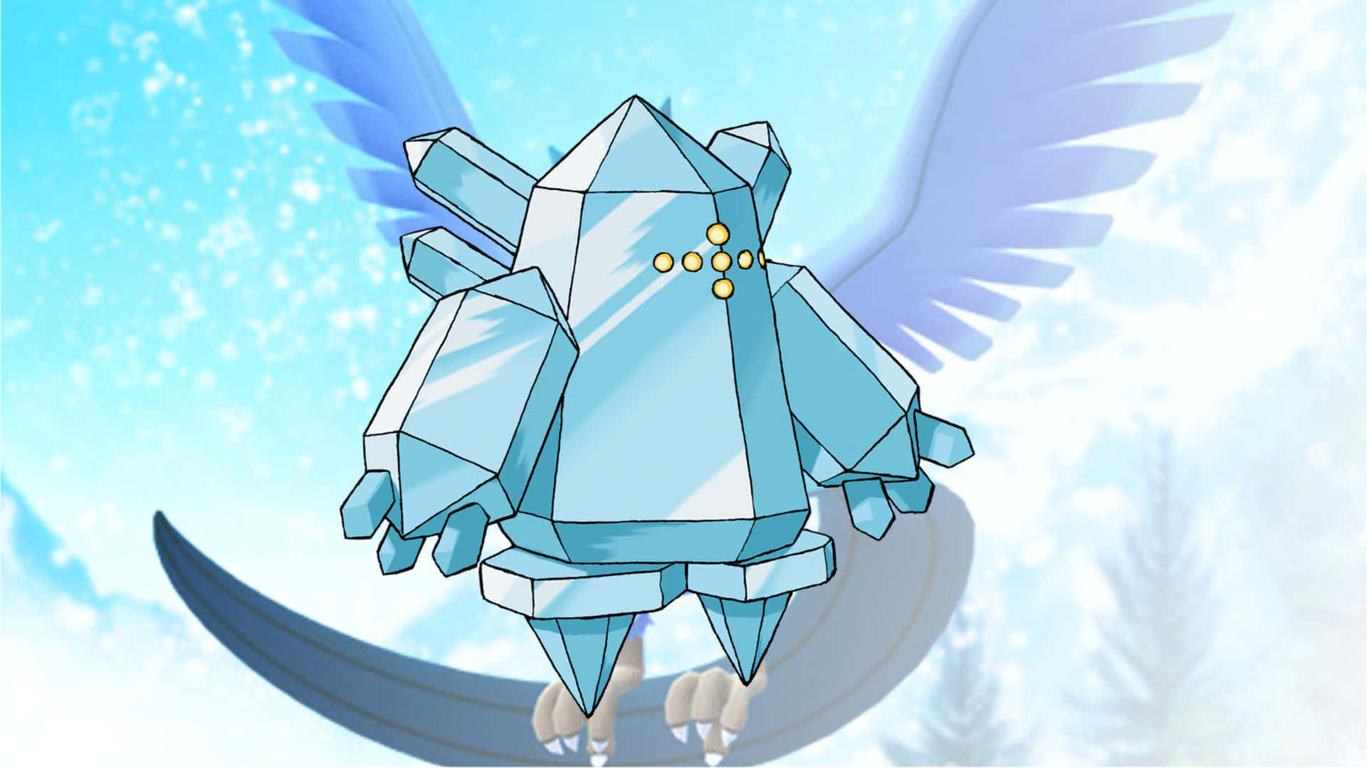 Regice, glacial landscape, crystalline bird-like Pokémon, Full HD Desktop Wallpaper