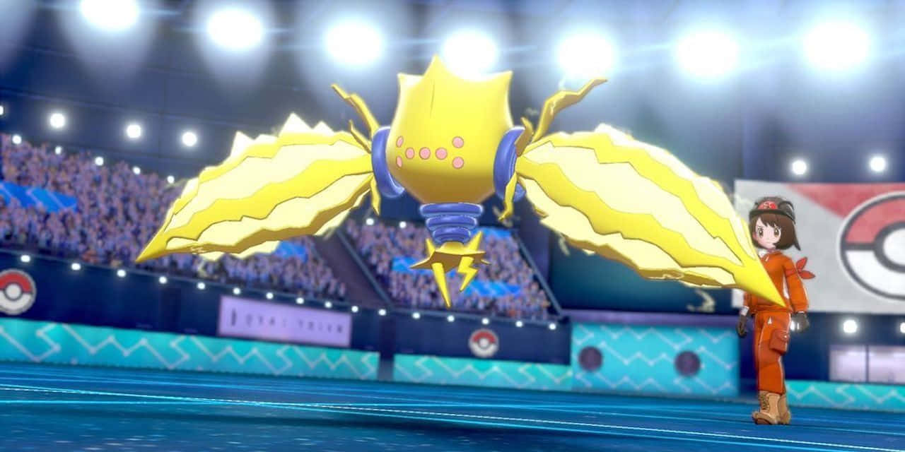 Regieleki, glowing yellow electric Pokémon, lightning wings, HD Desktop Wallpaper