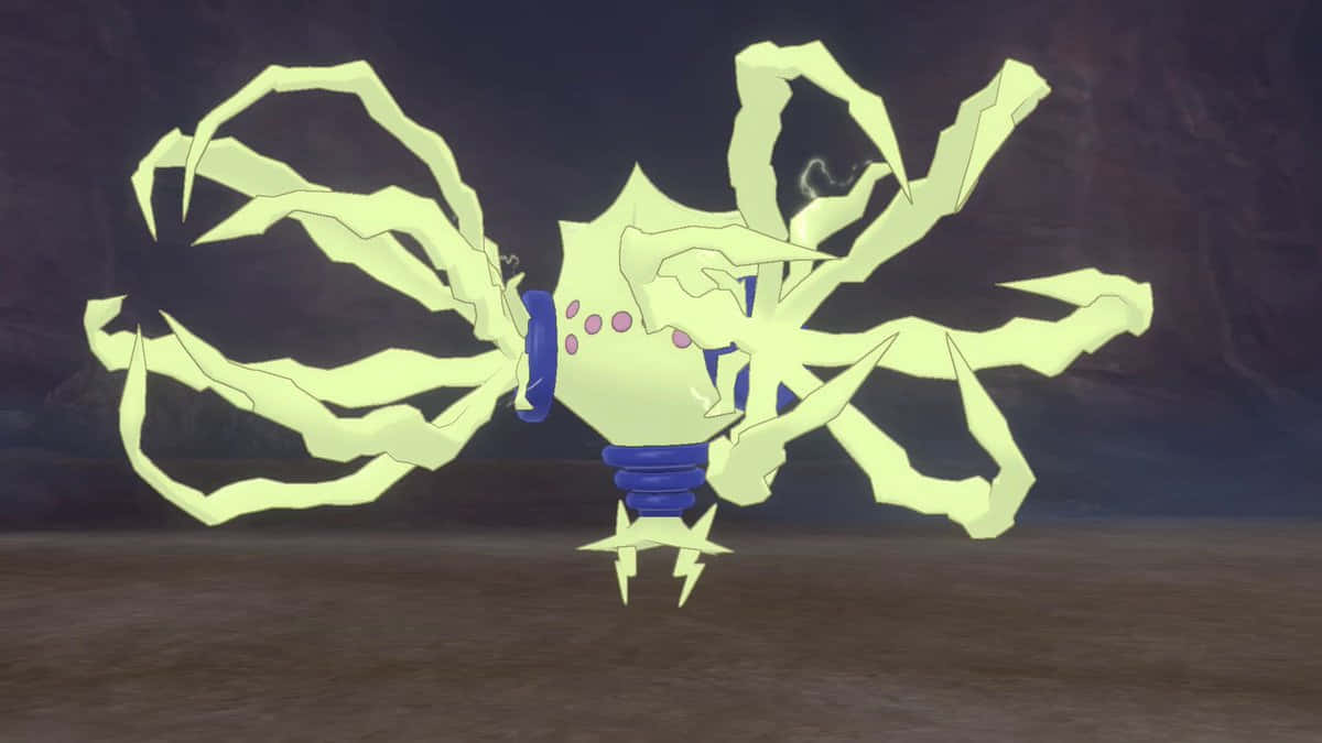 Regieleki, glowing yellow and blue, jagged limbs, SD Desktop Wallpaper