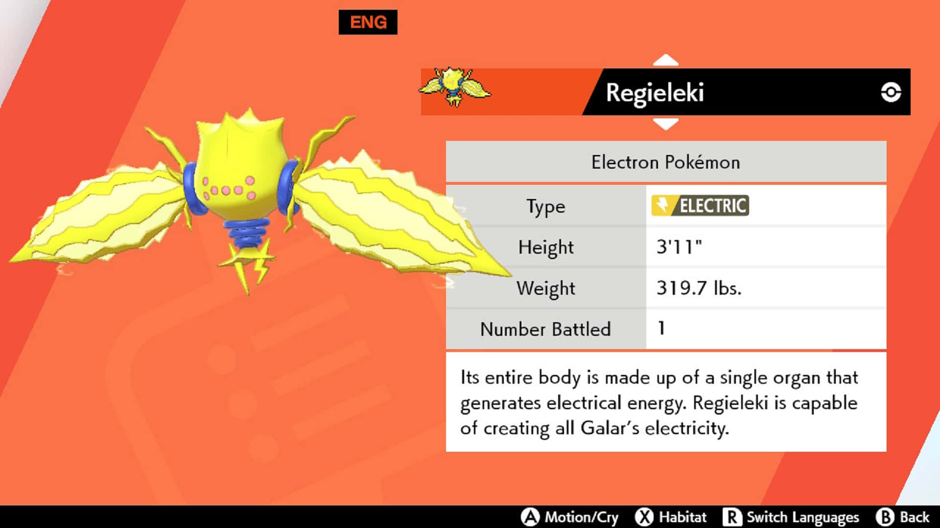 Regieleki, lightning bolt wings, bold orange background, Full HD Desktop Wallpaper